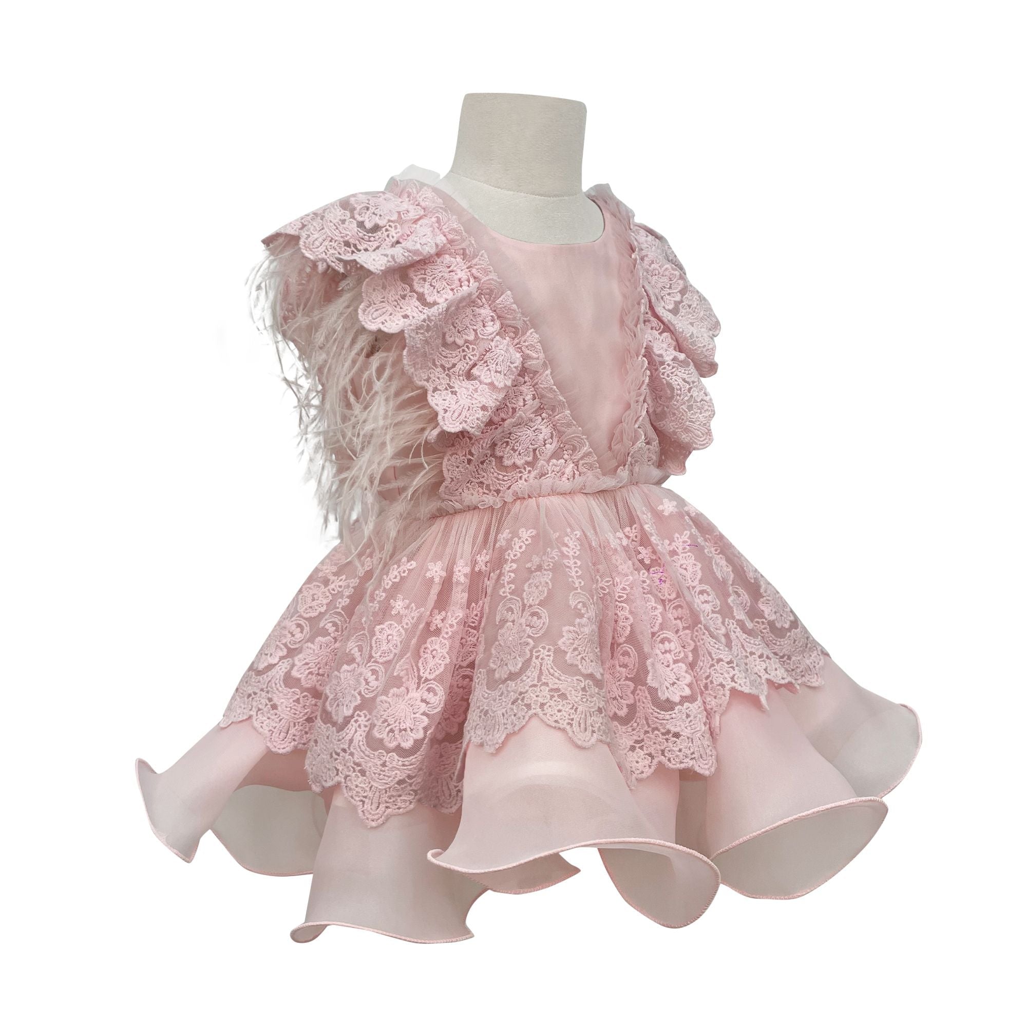 Voluminous Feather Fairy Dress (Pink)