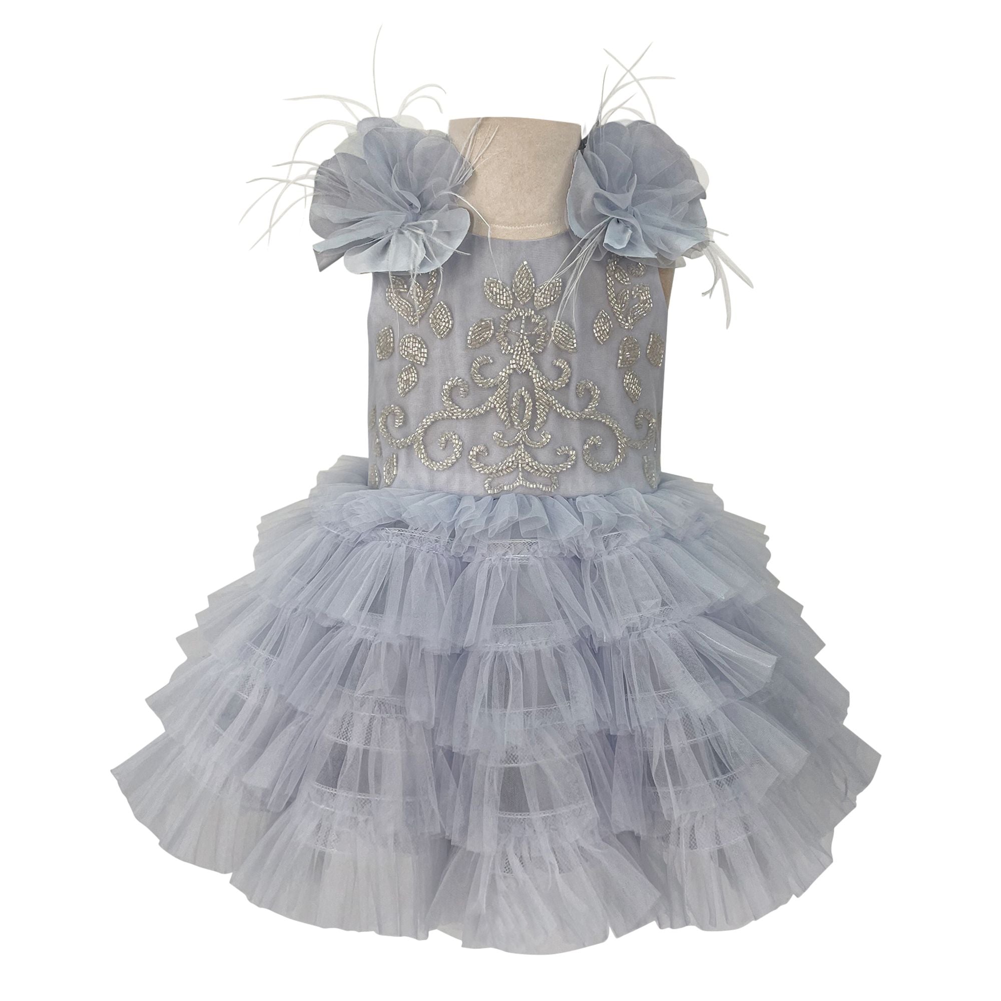 The Flower Feather Dress (Blue)