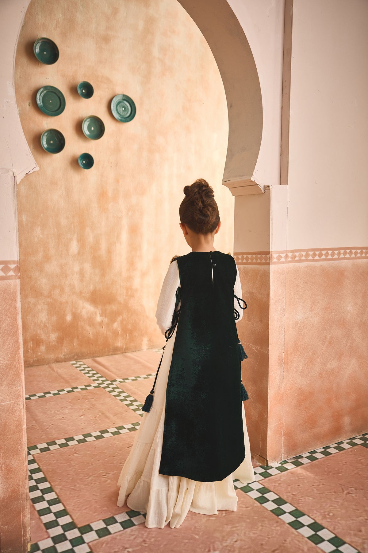 Green Velvet Gota Cape with Jalabiya