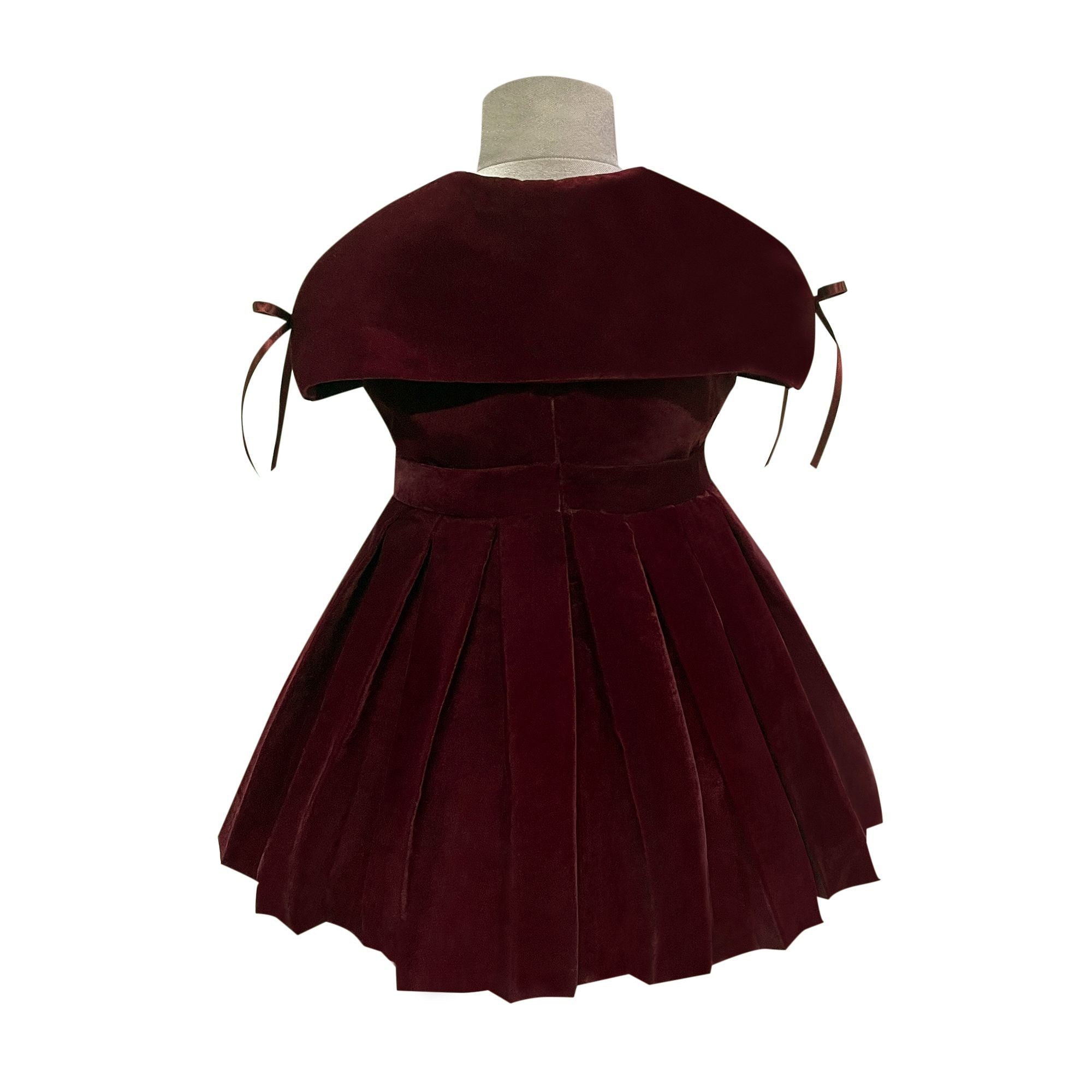 The Pleated Velvet Dress  (Maroon)