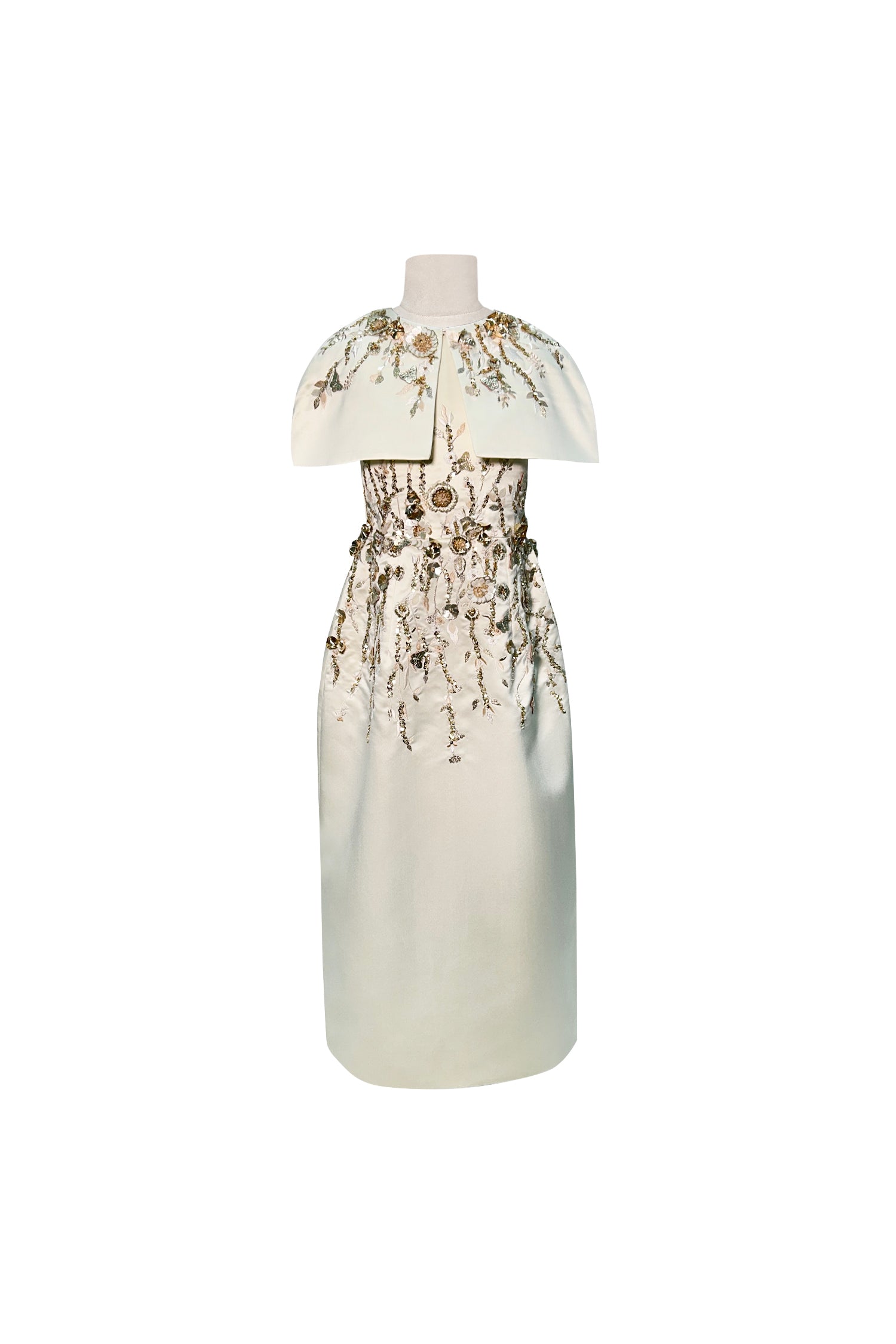 The Celestia Gold Long Dress with Cape (Set of 2)
