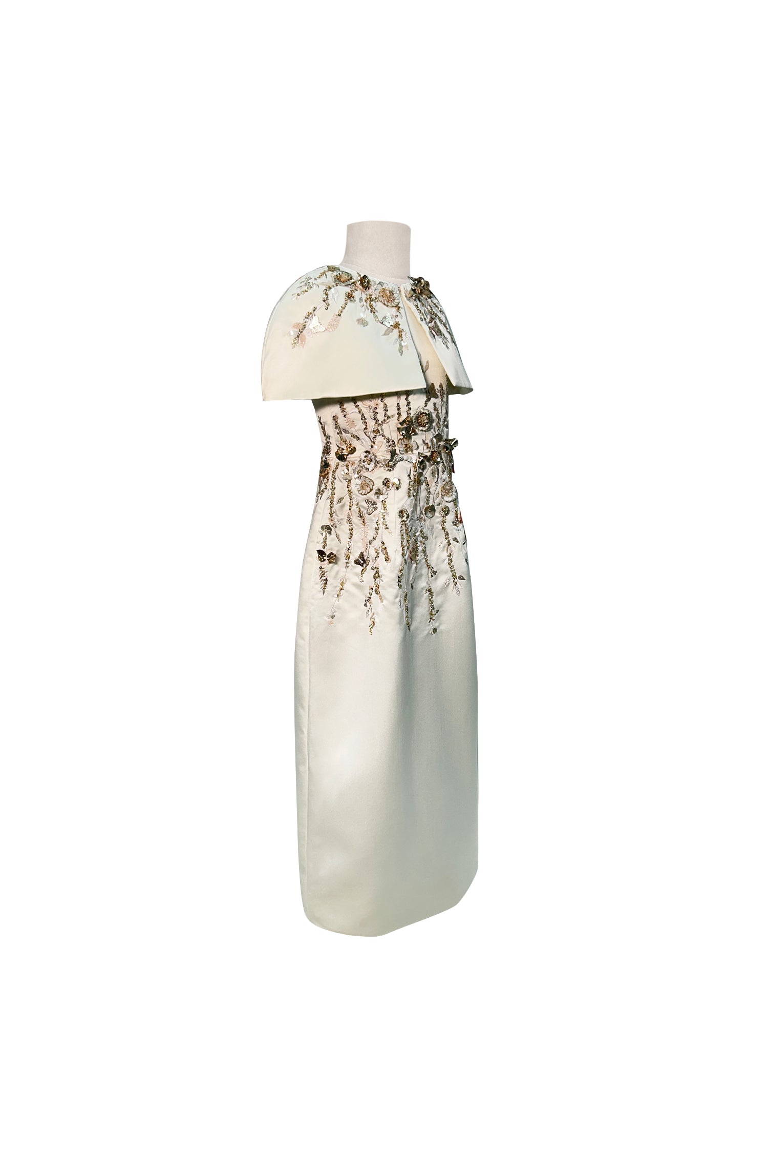 The Celestia Gold Long Dress with Cape (Set of 2)