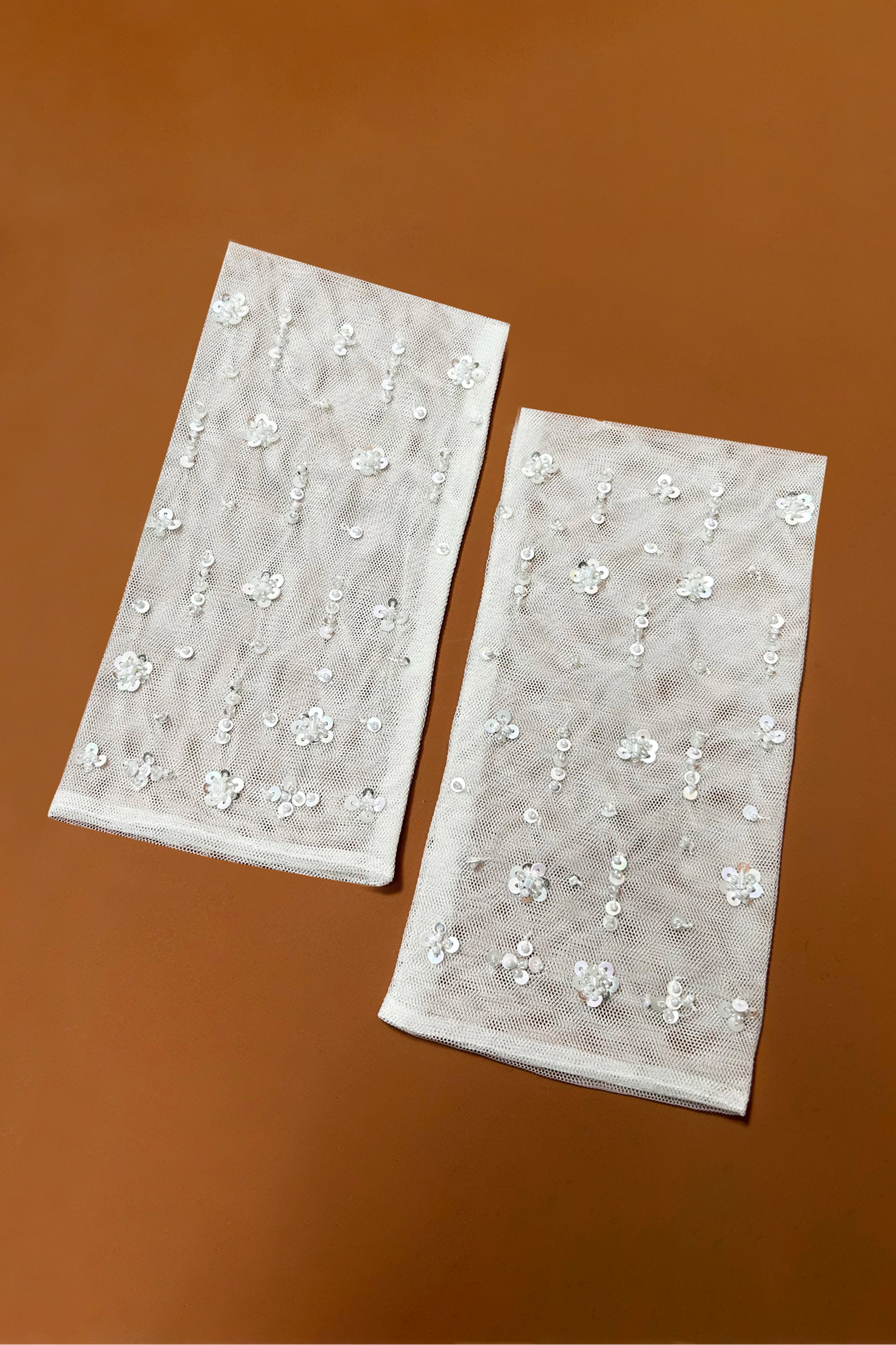 Off White Crystal Gloves