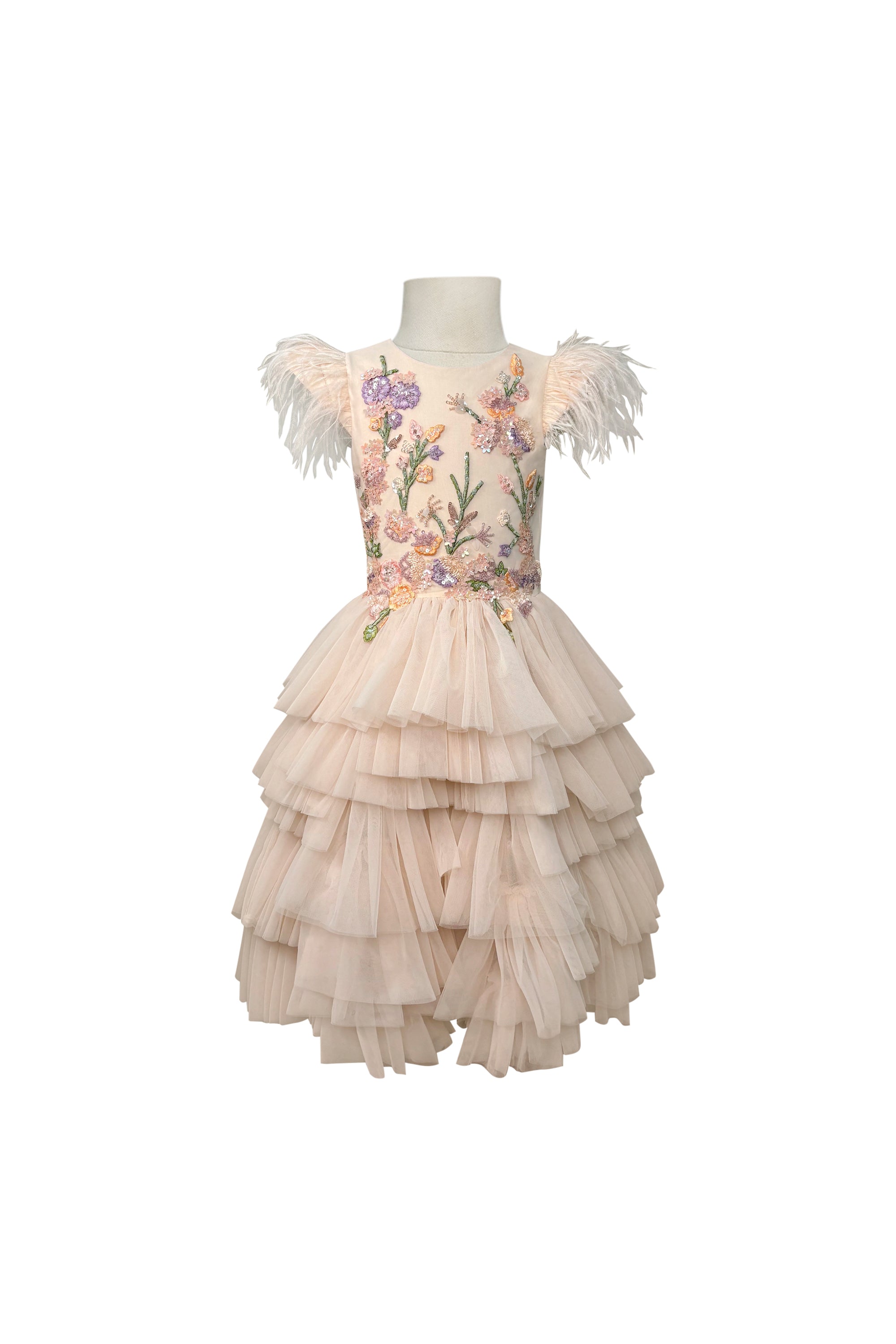 Mary Tulle Midi Dress (Coral Pink)