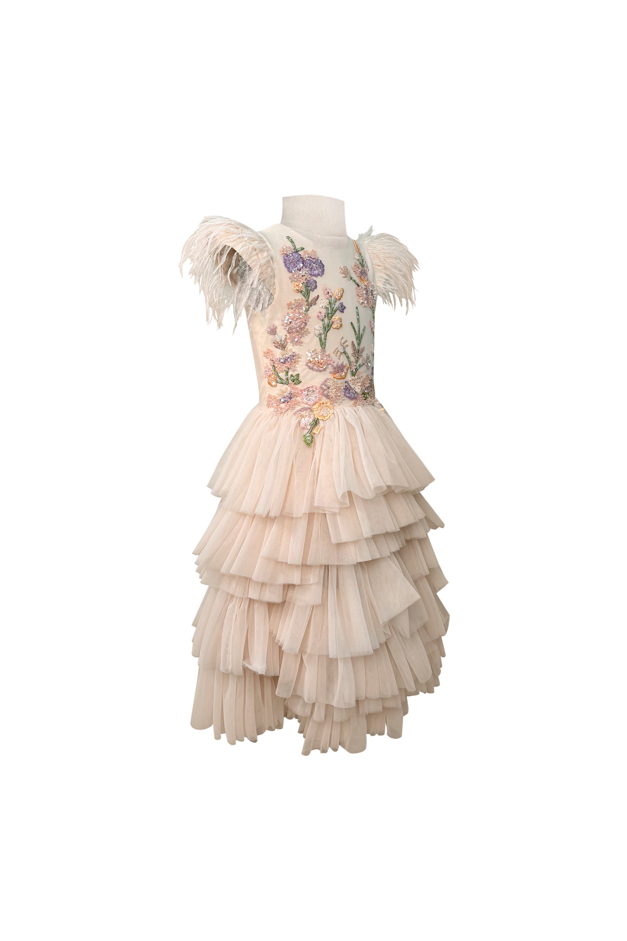 Mary Tulle Midi Dress (Coral Pink)