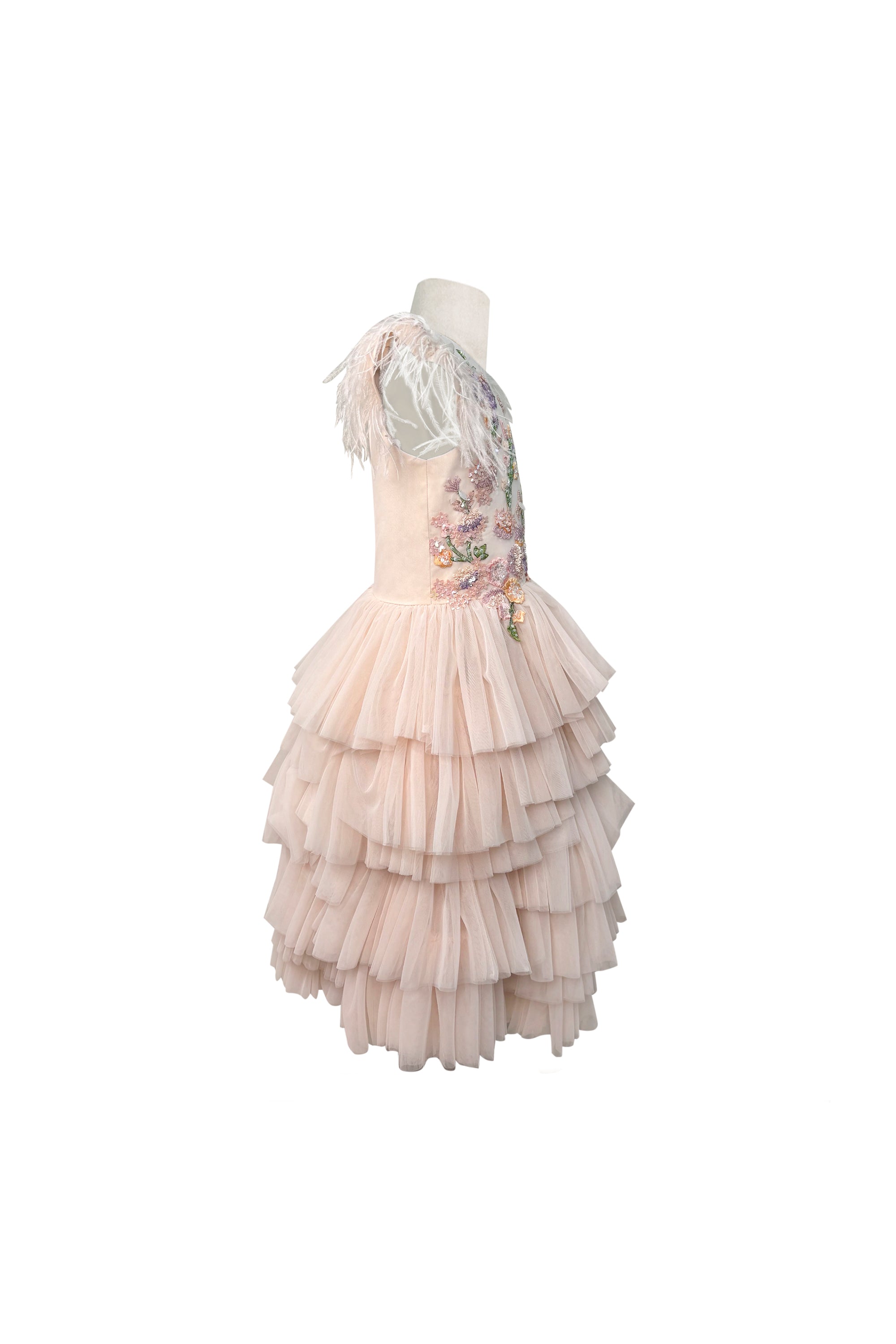 Mary Tulle Midi Dress (Coral Pink)