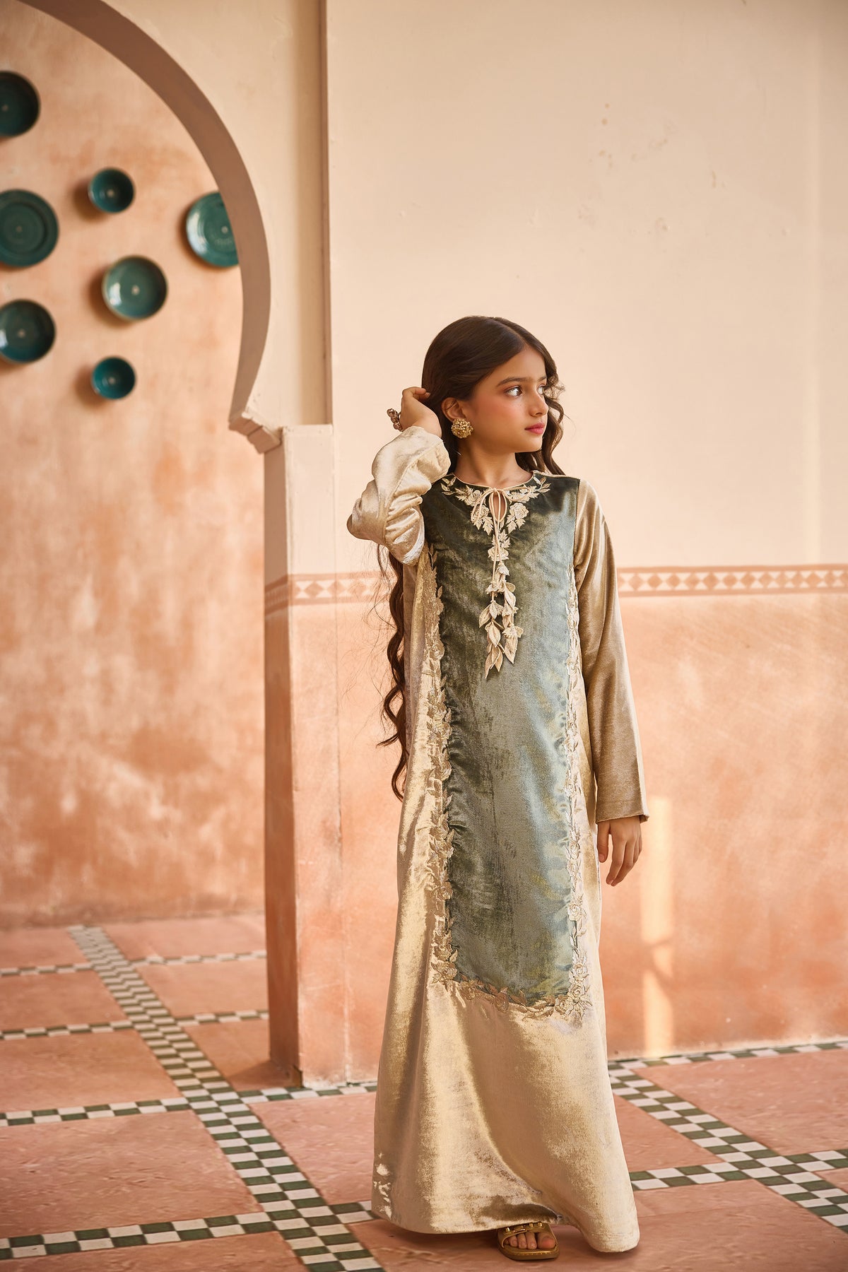 Isla Duo Velvet Jalabiya Dress