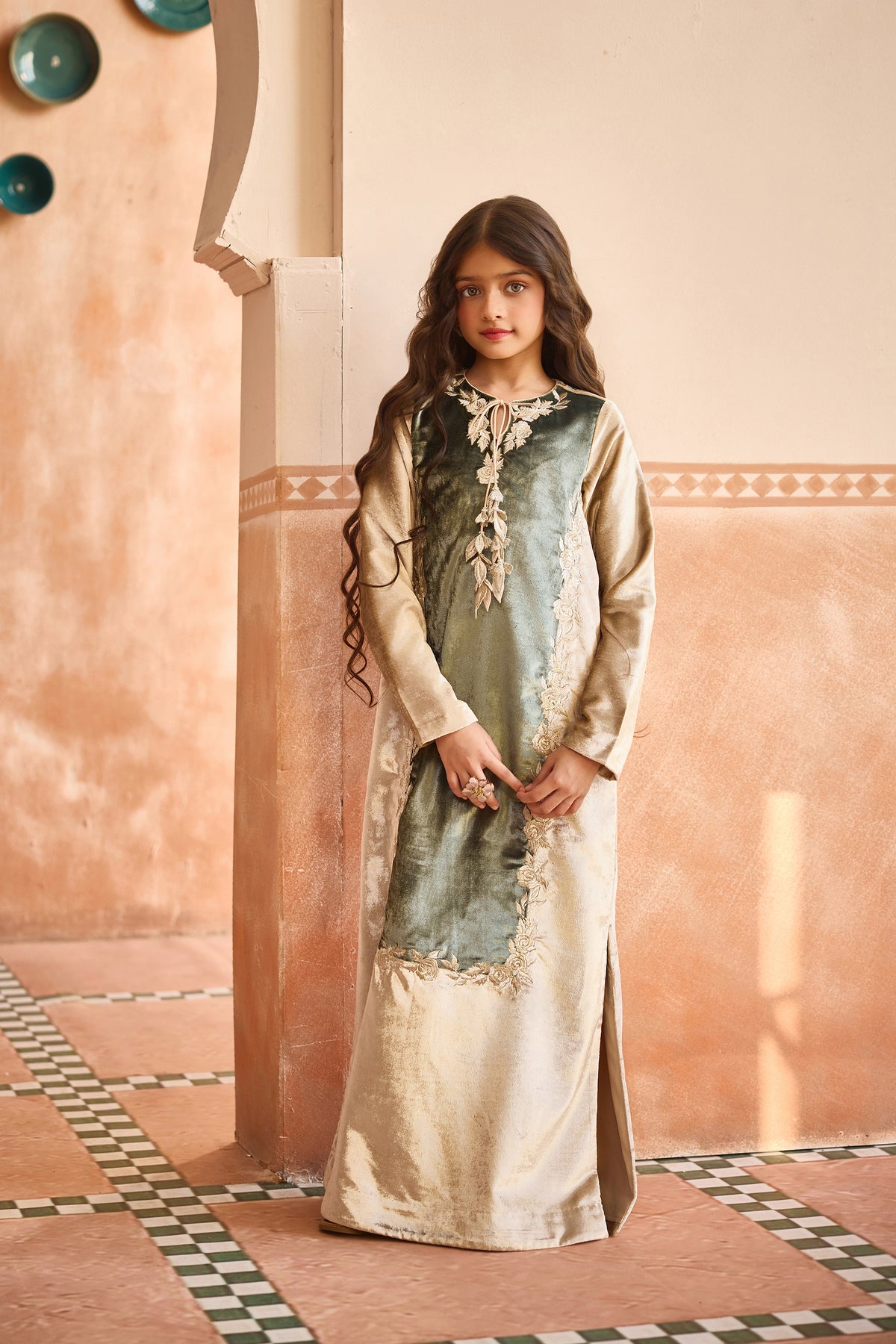 Isla Duo Velvet Jalabiya Dress
