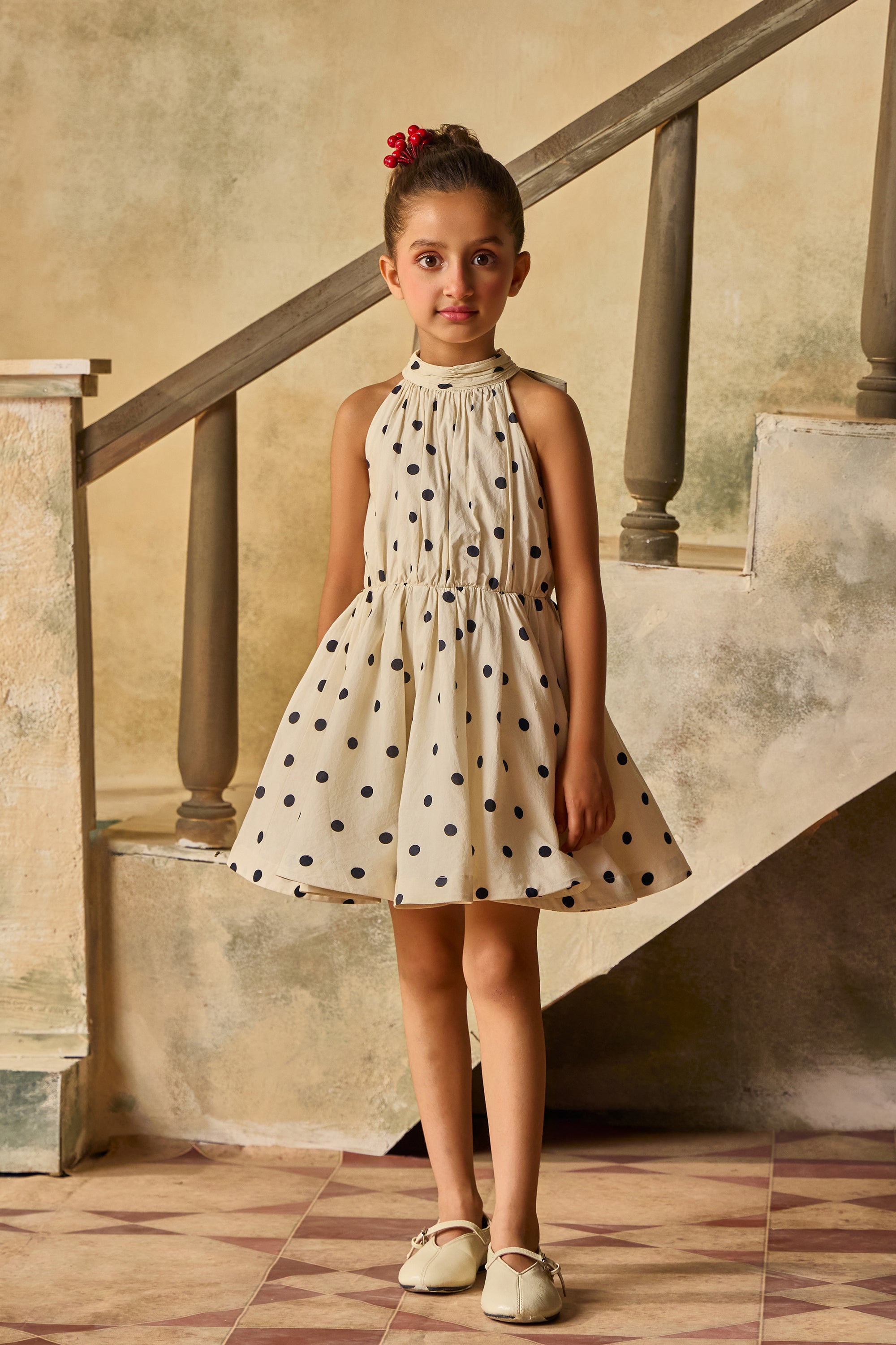 Polka Pearl Halter Dress