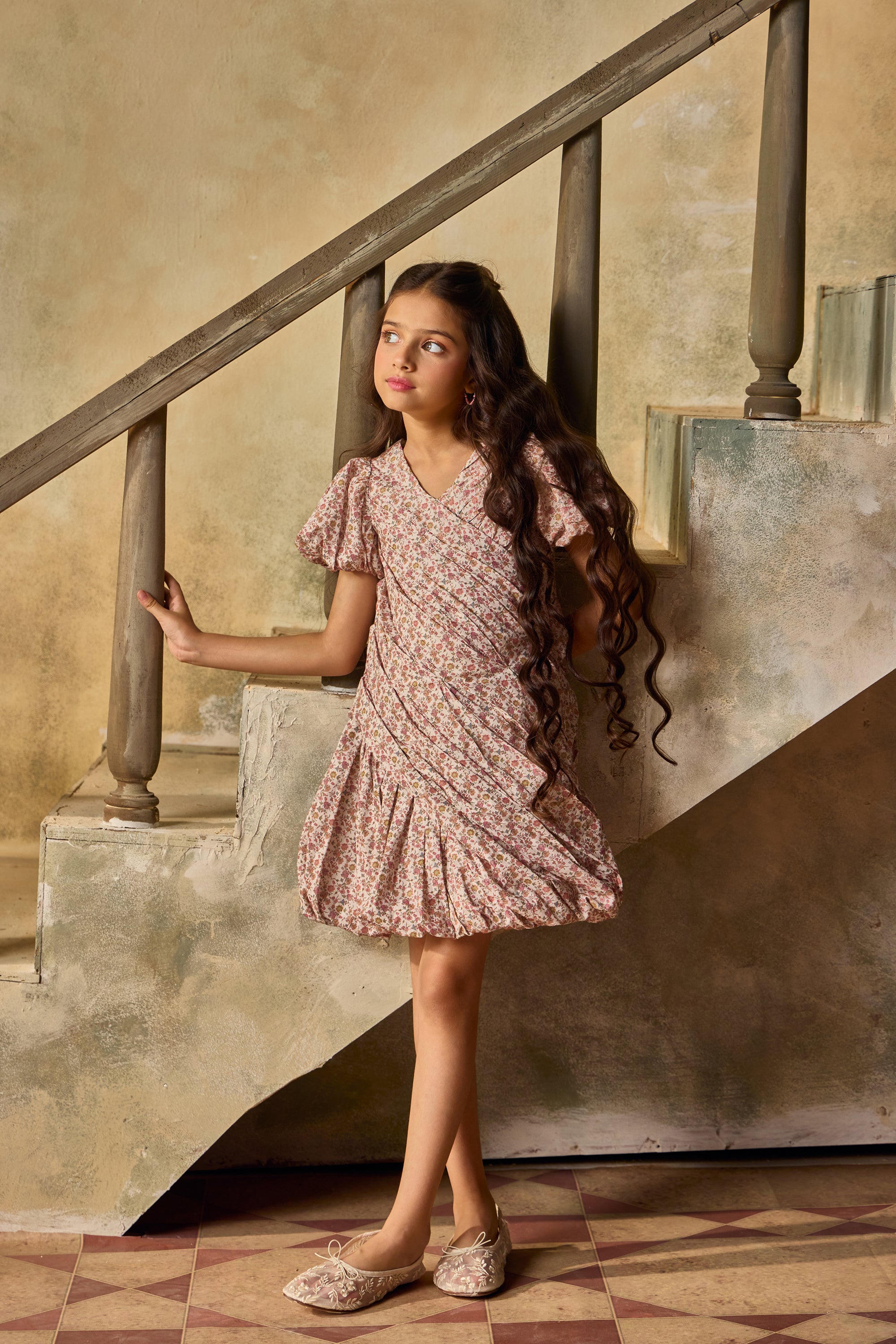 Ditsy Rose Drape Dress