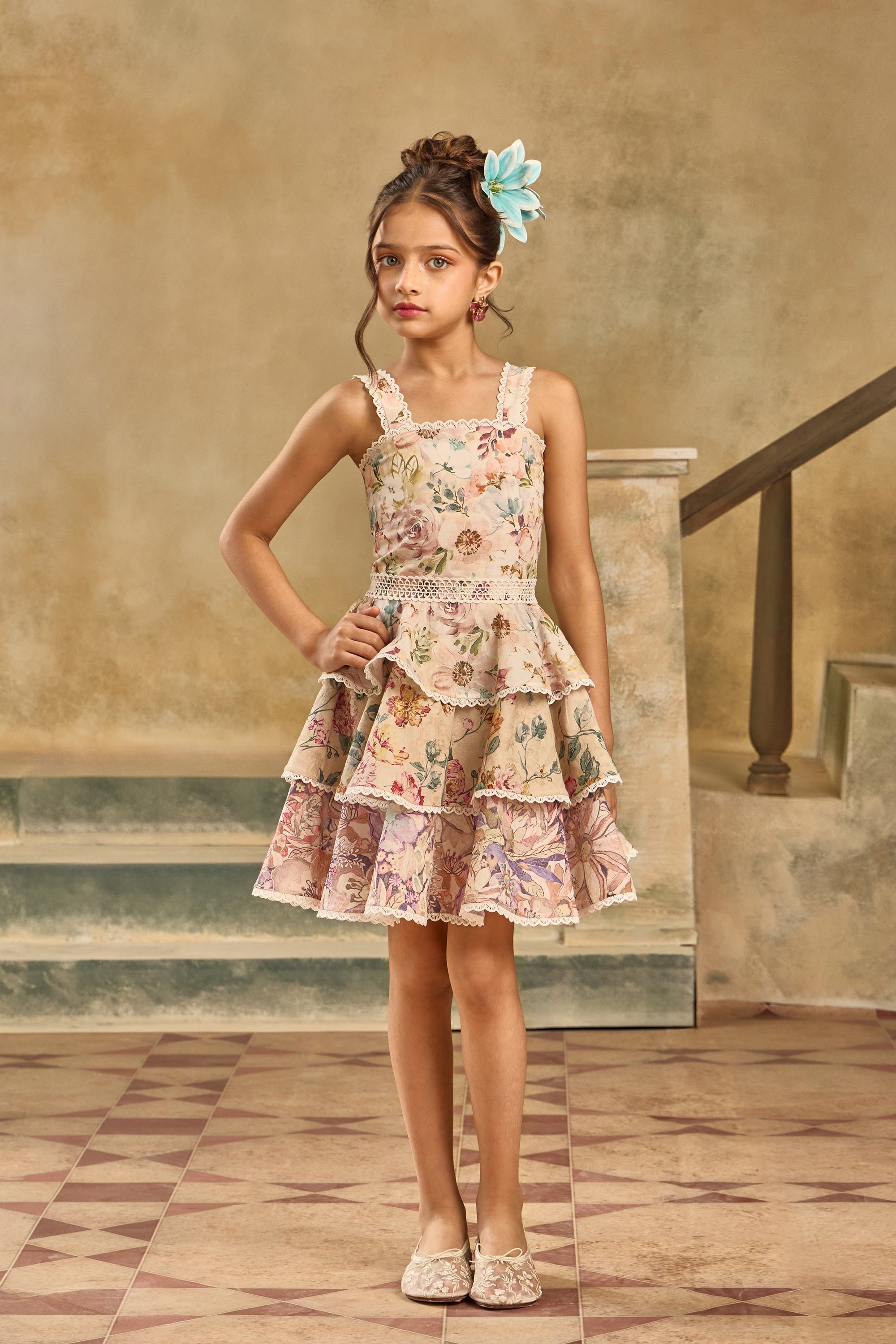 Solene Cascade Lace Dress