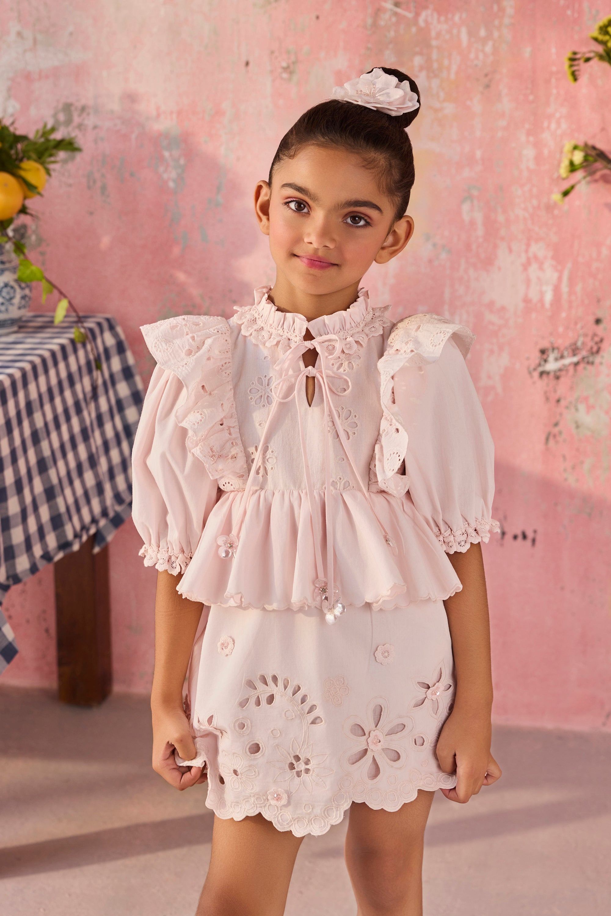 Blush Pink Schiffli Dress