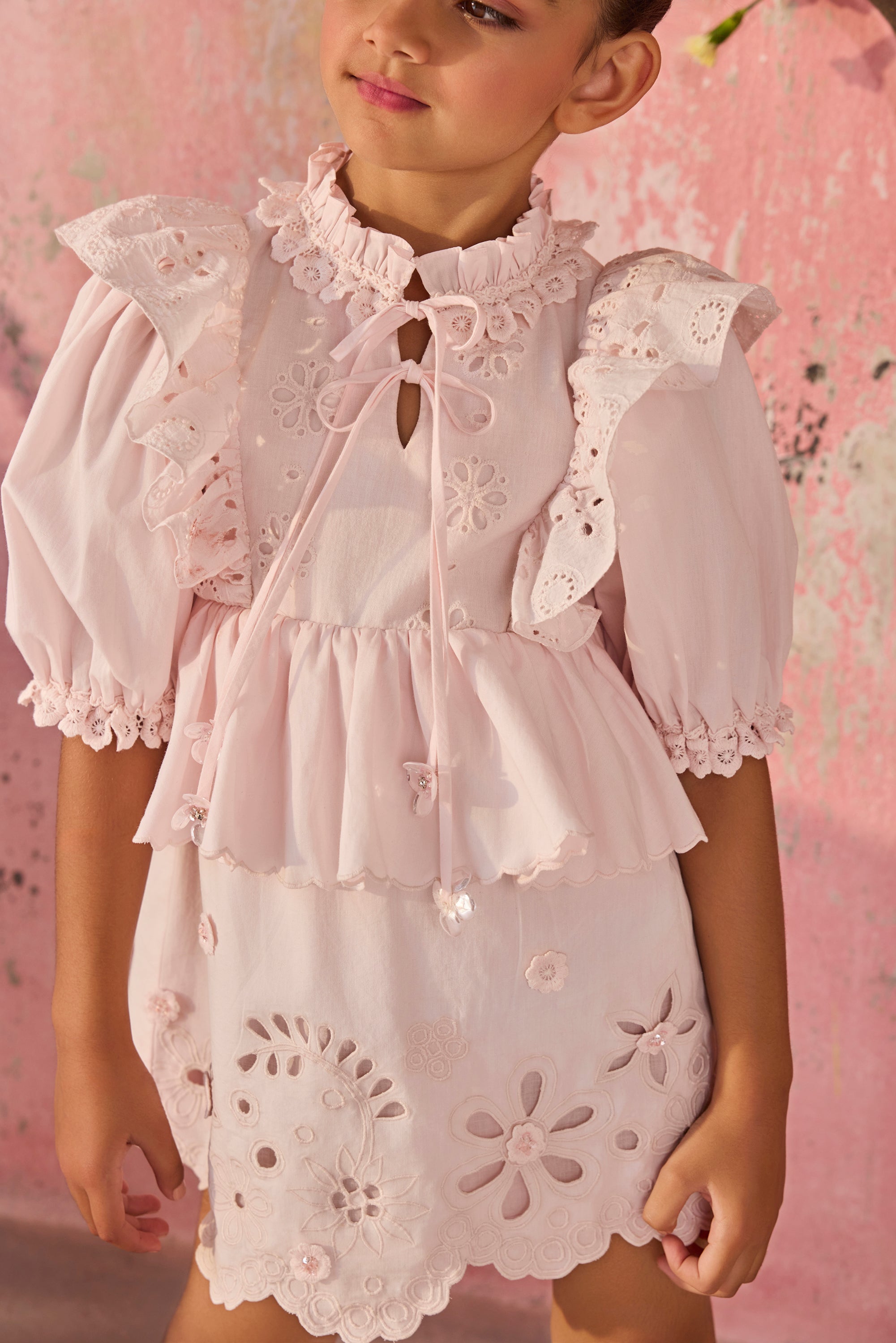 Blush Pink Schiffli Dress