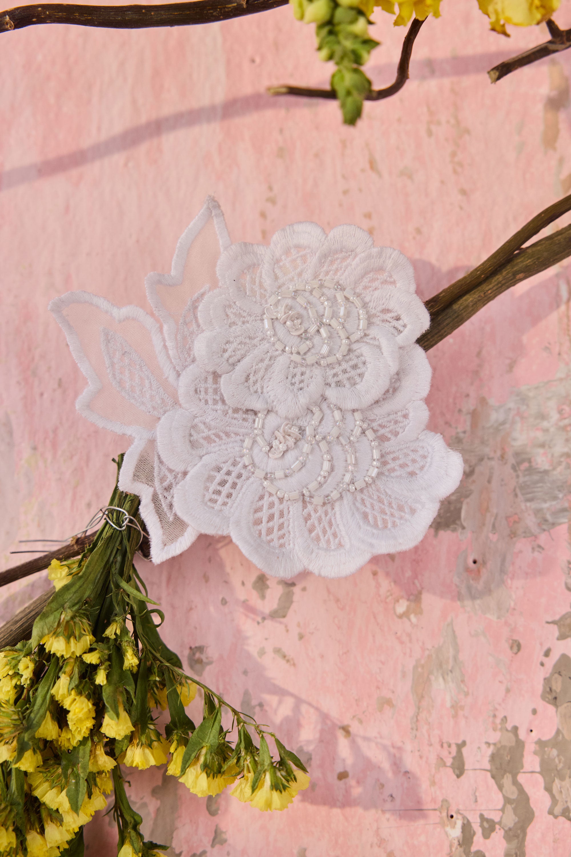 White Floral Clip