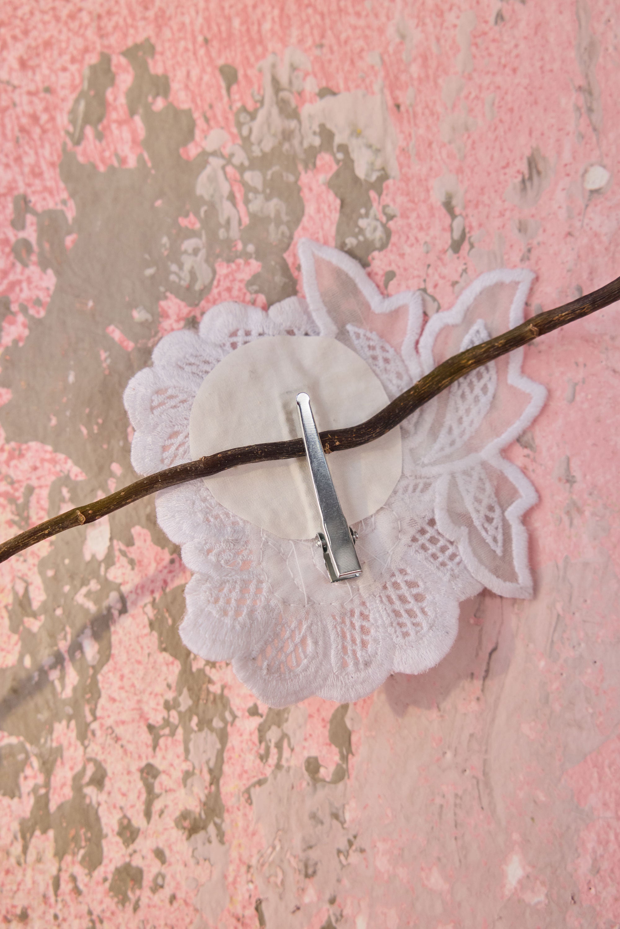White Floral Clip