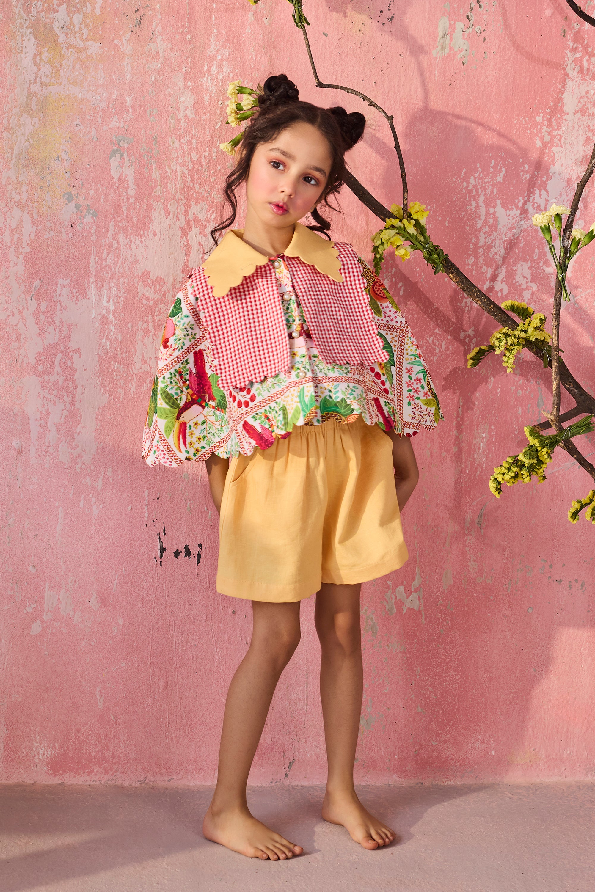 Meadow Orange Cape Playsuit