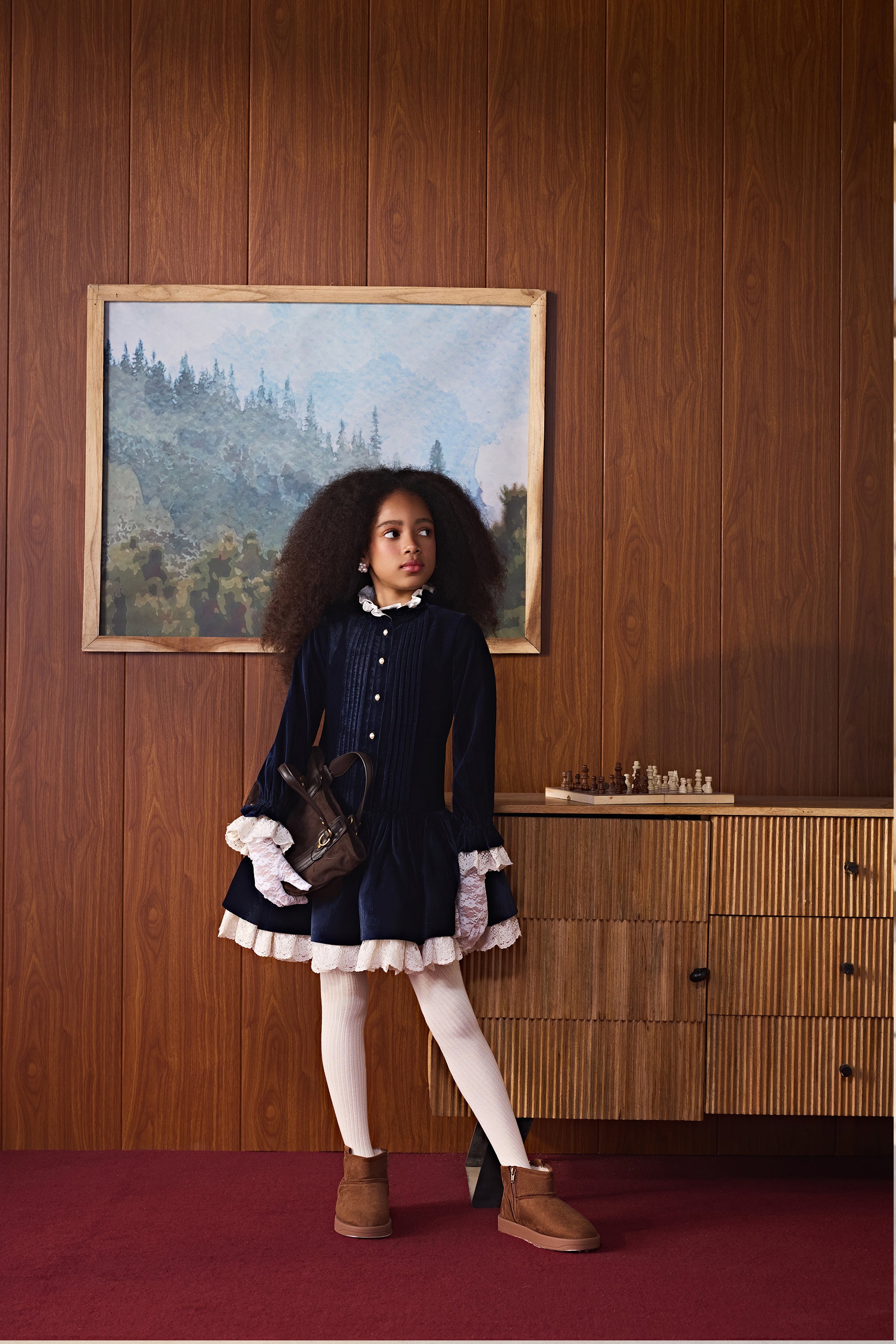 The Lacy Velvet Taylor Dress (Navy Blue)