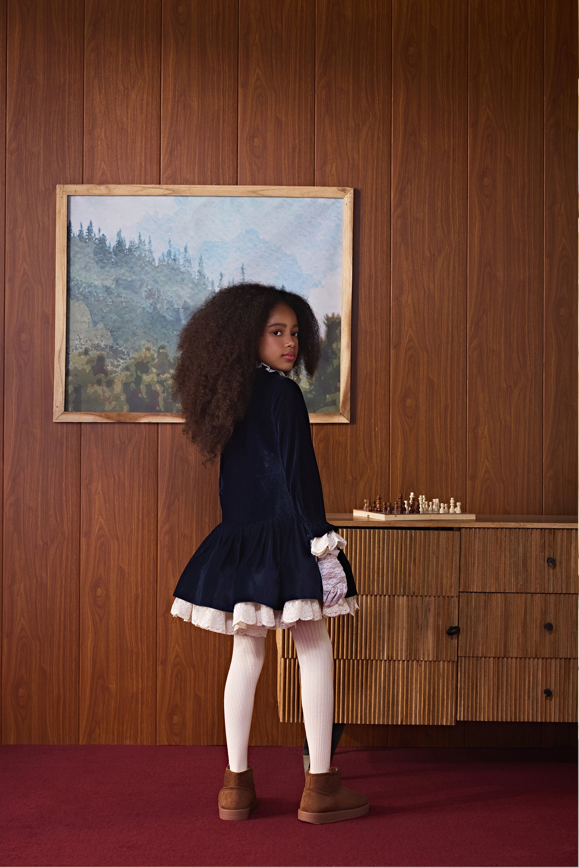 The Lacy Velvet Taylor Dress (Navy Blue)
