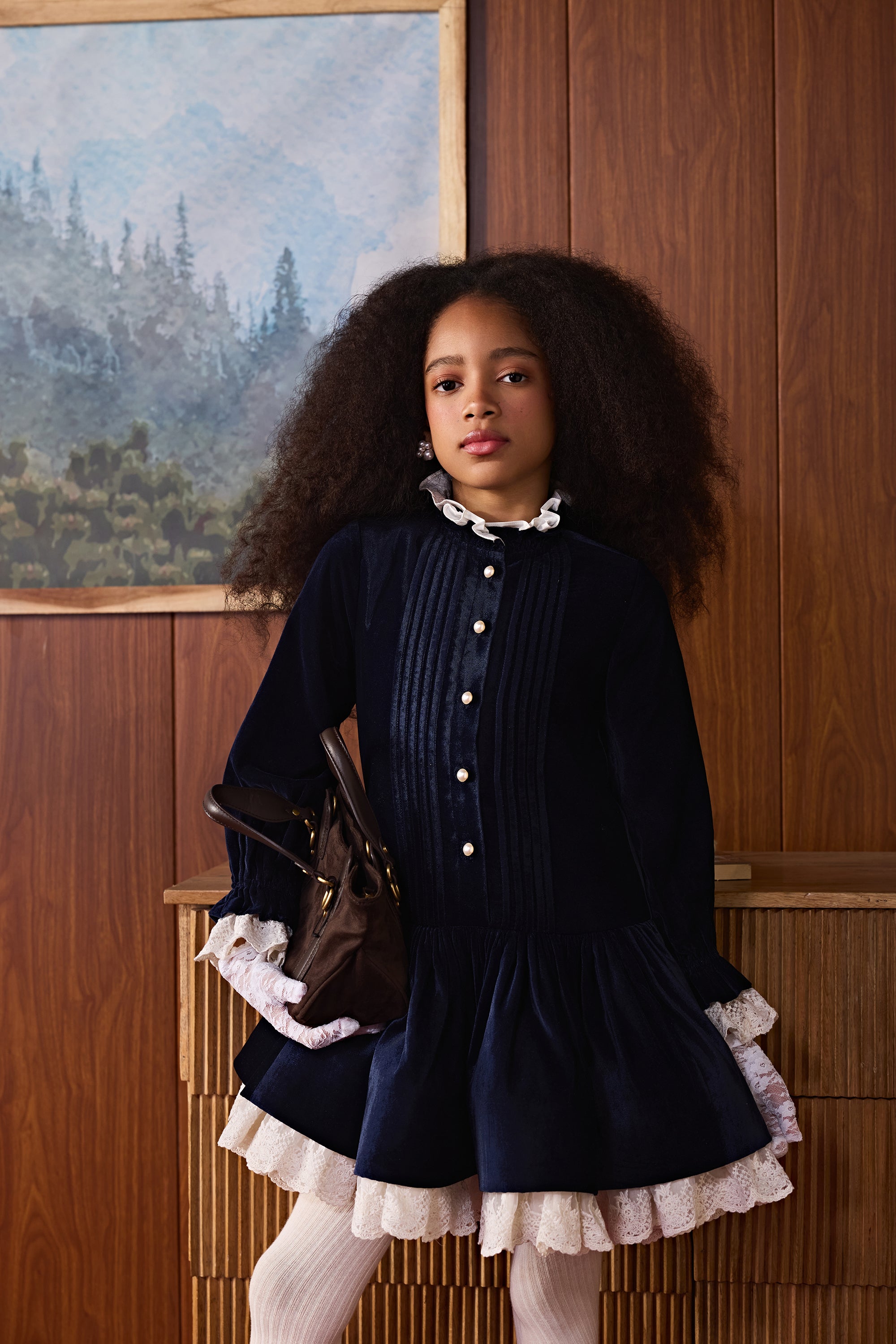 The Lacy Velvet Taylor Dress (Navy Blue)