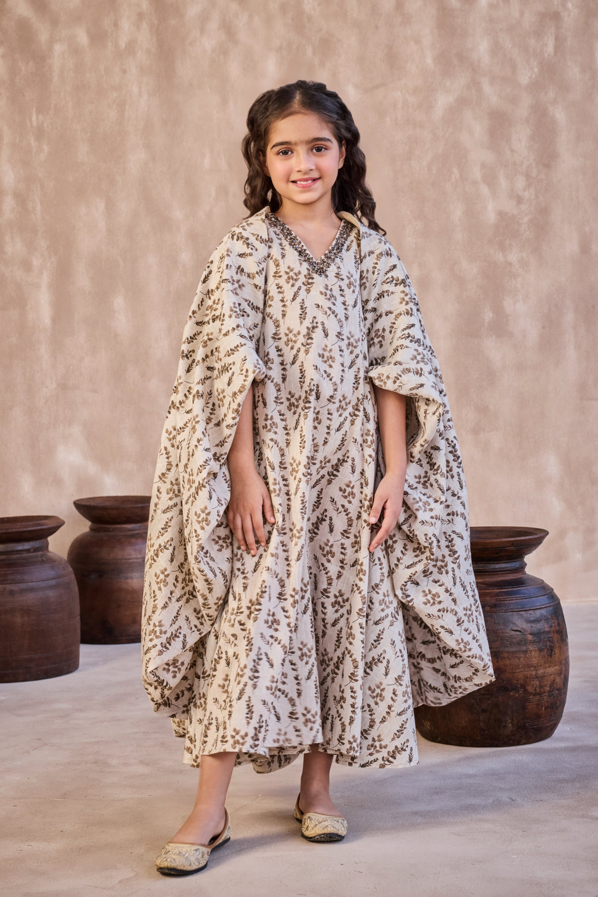 The Ruhana Printed Dress with Long Cape