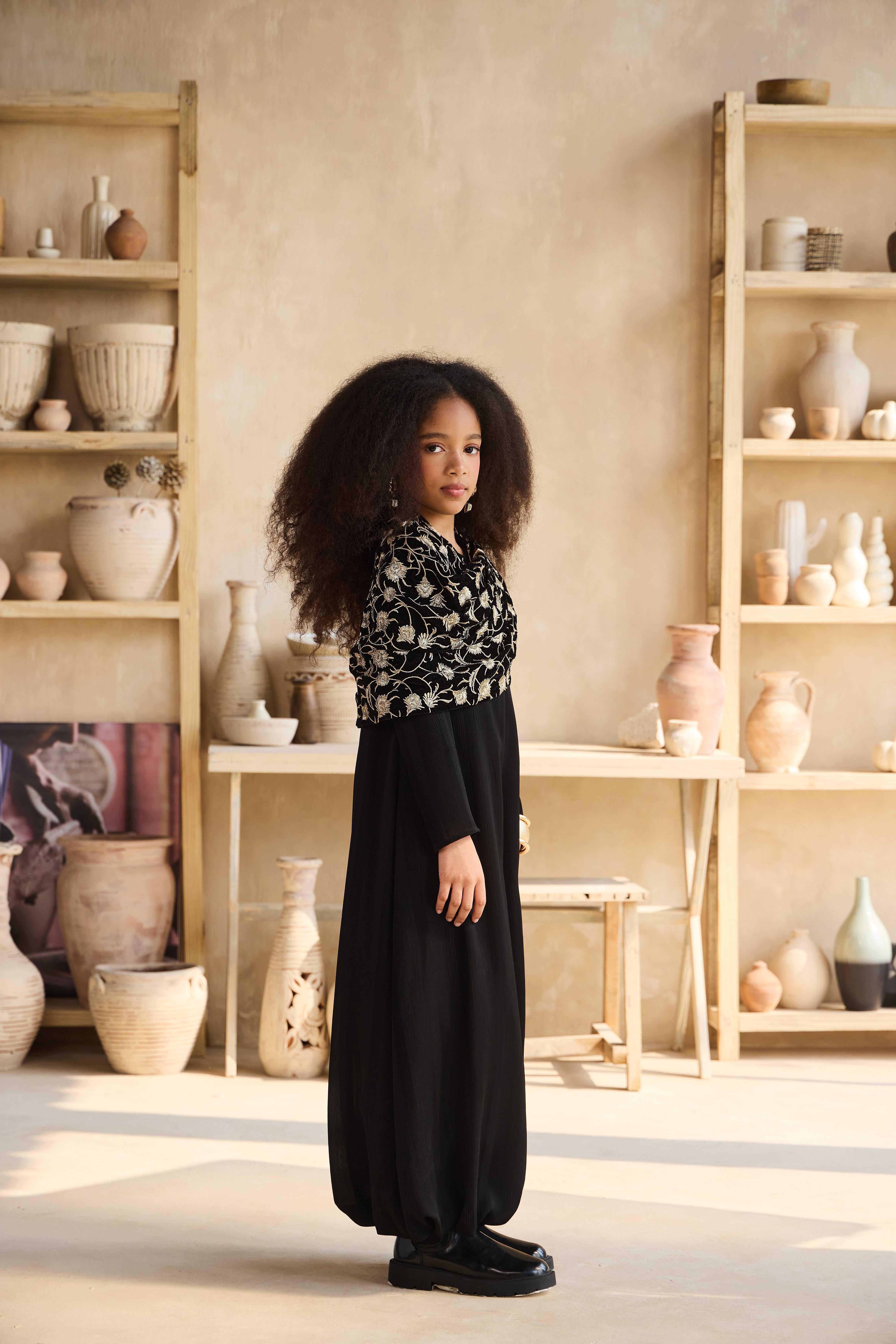 Vianna Jumpsuit with Niyah Black Shawl