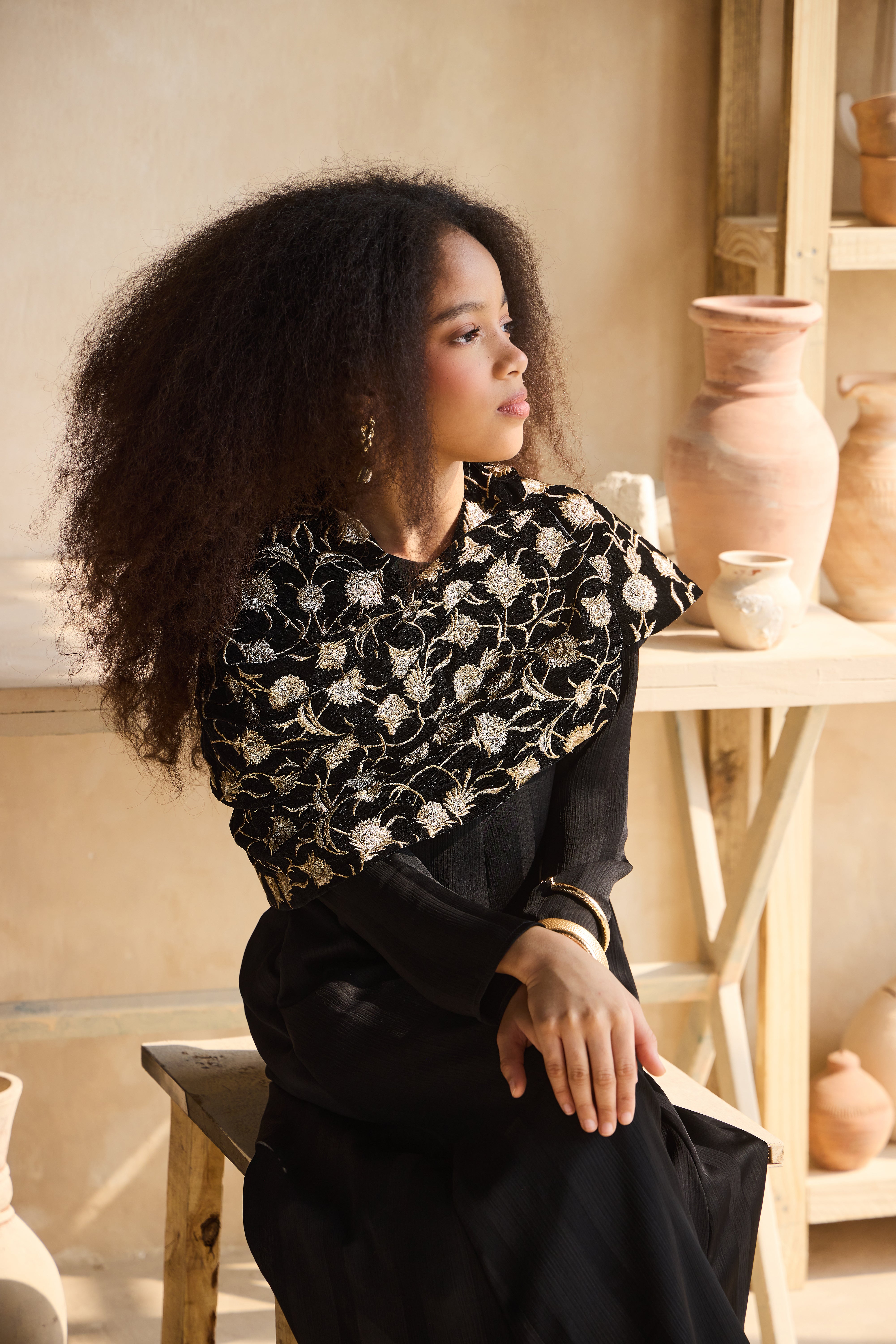 Vianna Jumpsuit with Niyah Black Shawl