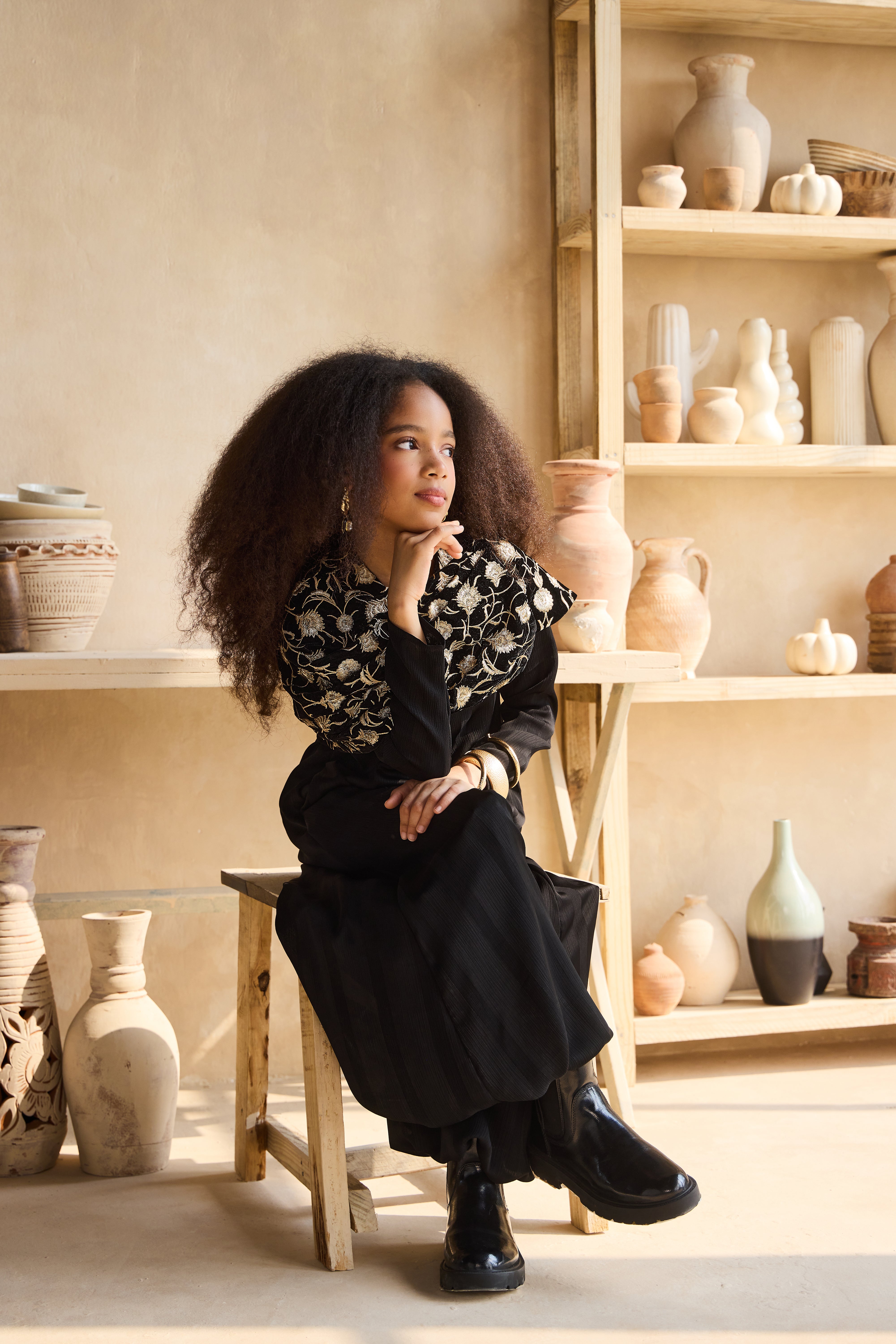 Vianna Jumpsuit with Niyah Black Shawl