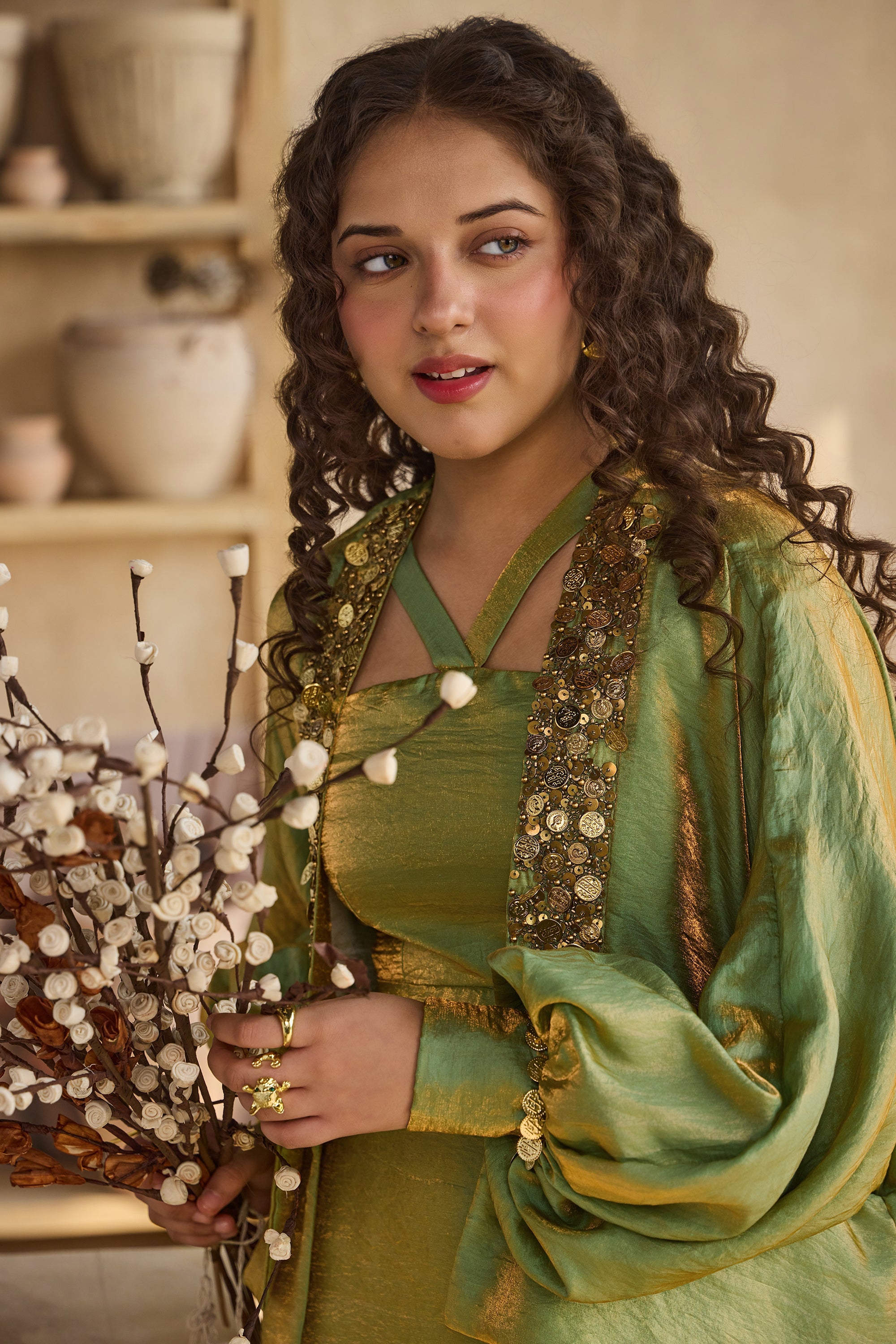 Sage Shimmer Jacket with Dress (Set of 2)