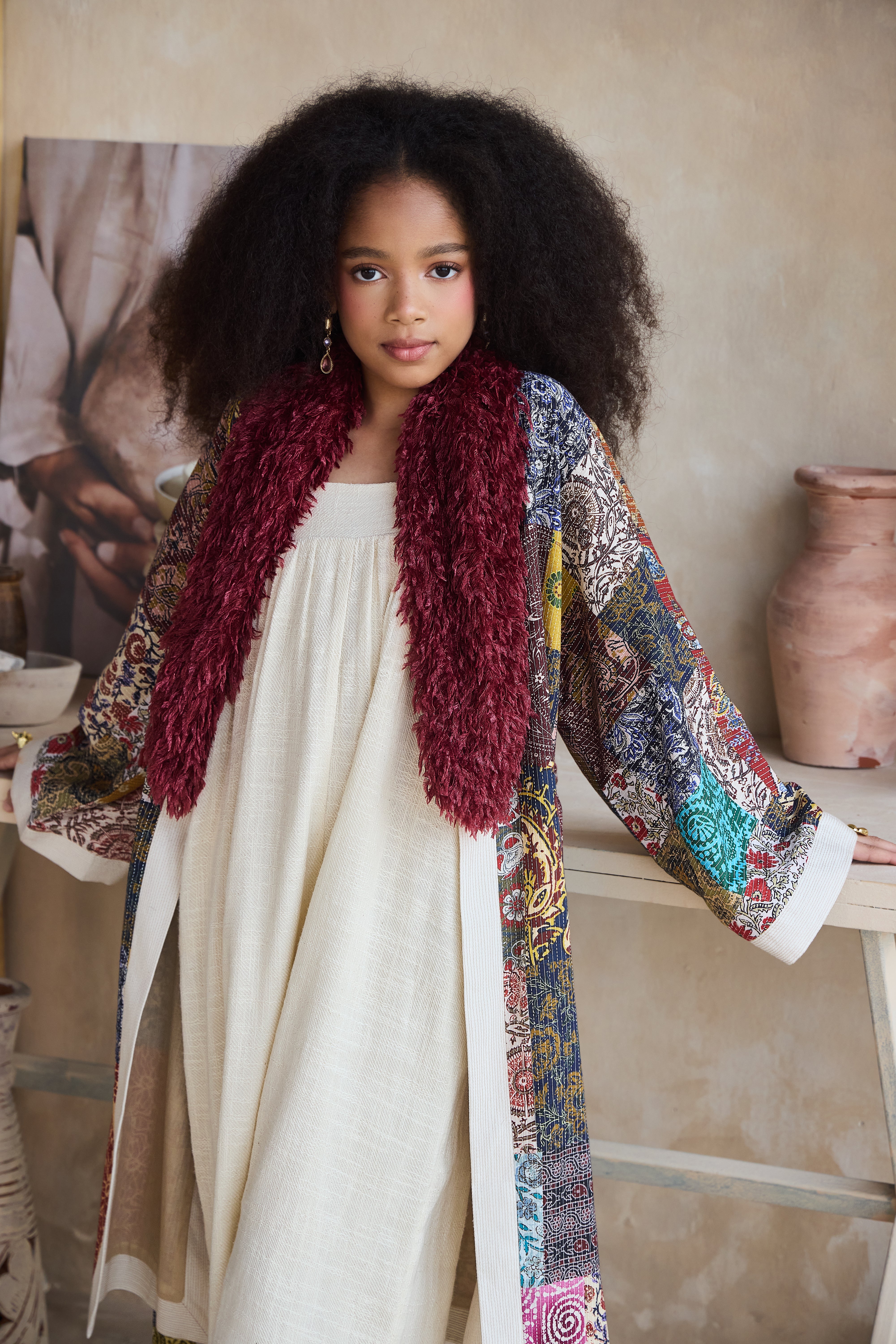 Mosaic Fur Cape with Arwa Jumpsuit (Set of 2)