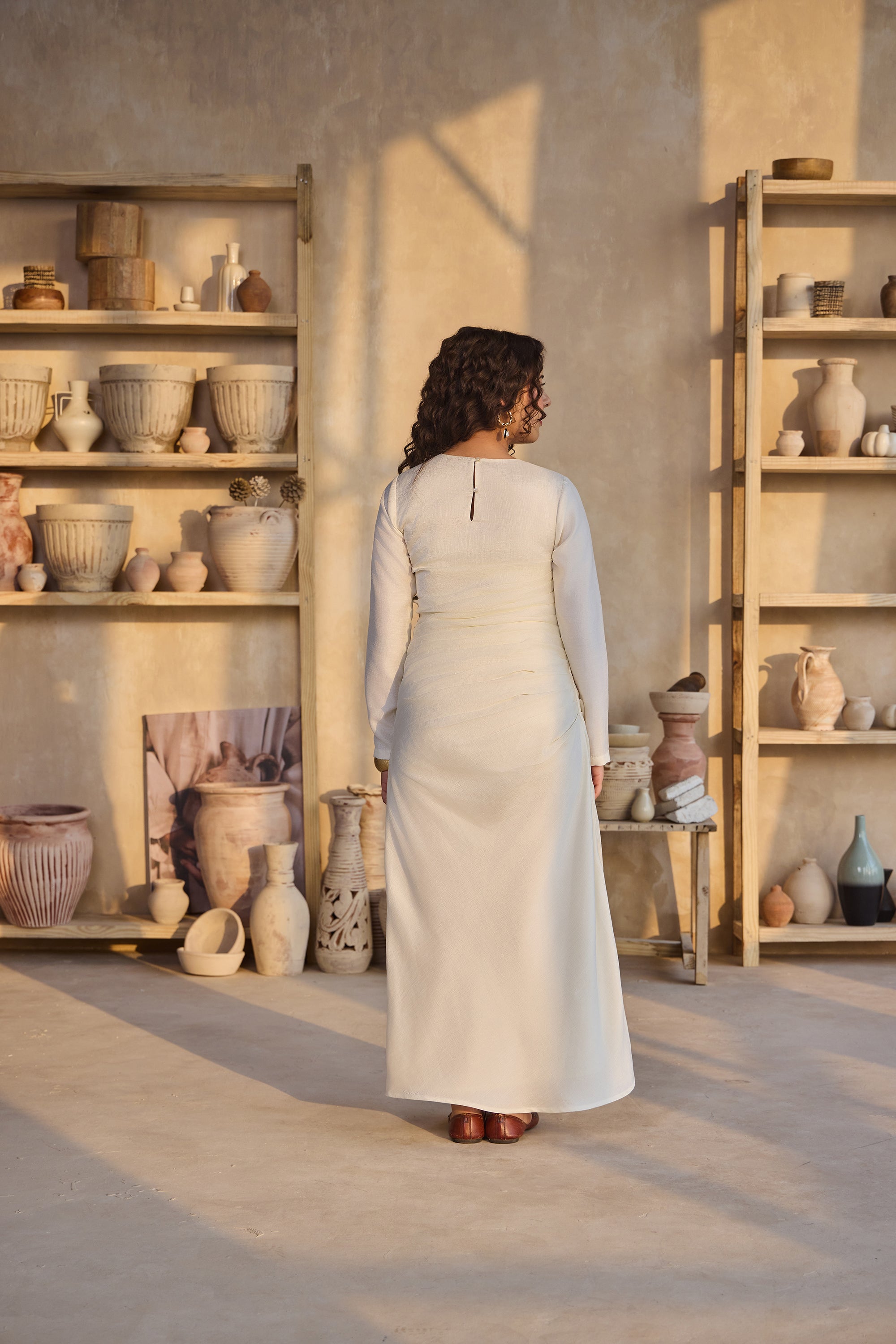 Ziva Off White Drape Dress