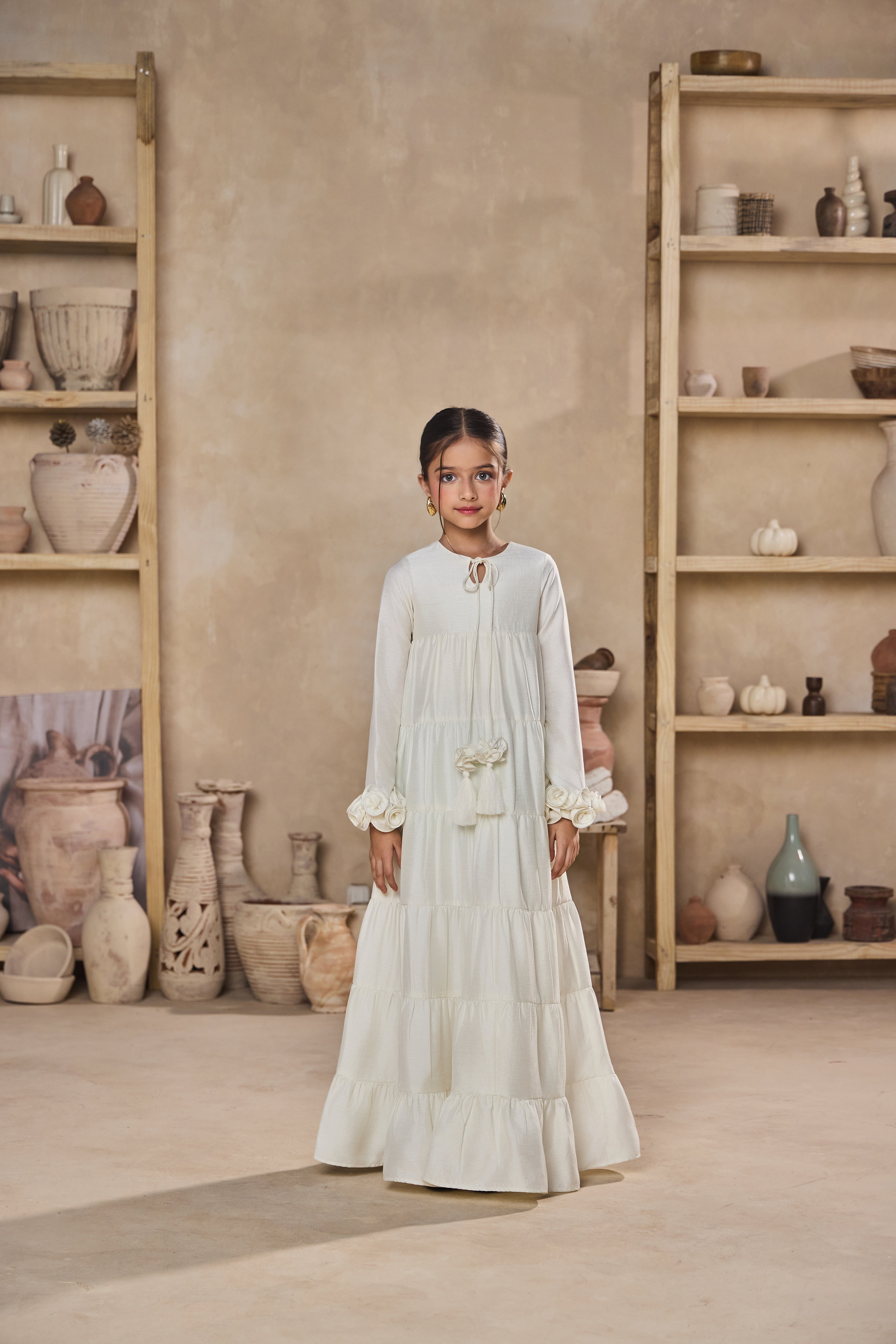 Maliah Jacket with Jasira Off White Rose Jalabiya