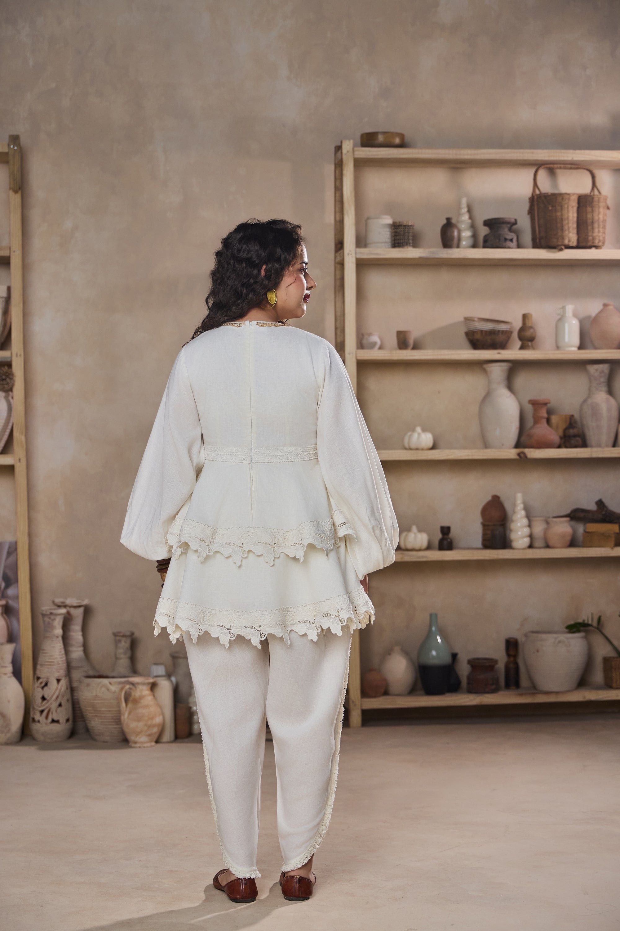 Elza Peplum Top with Dhoti (Set of 2)