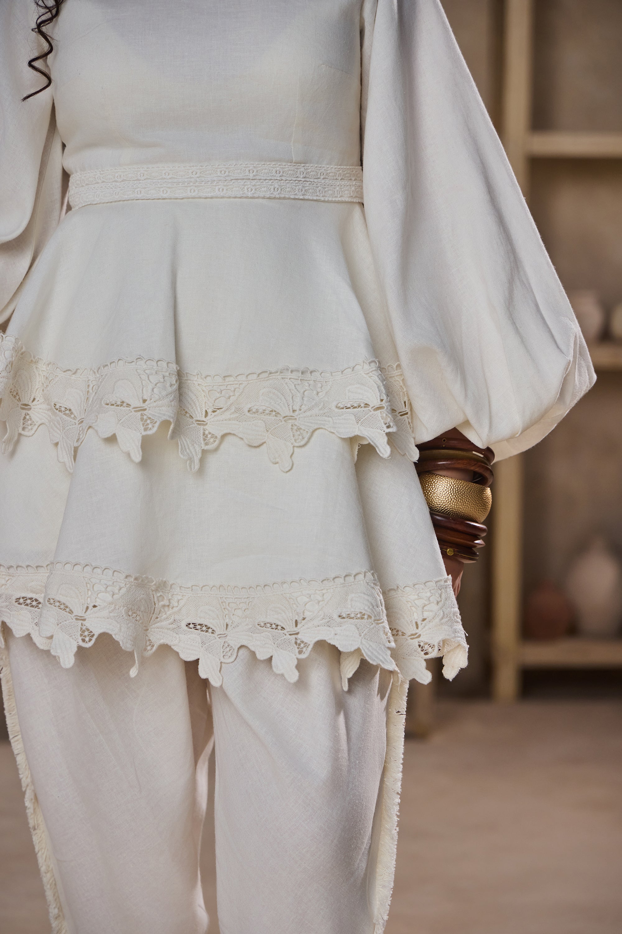 Elza Peplum Top with Dhoti (Set of 2)