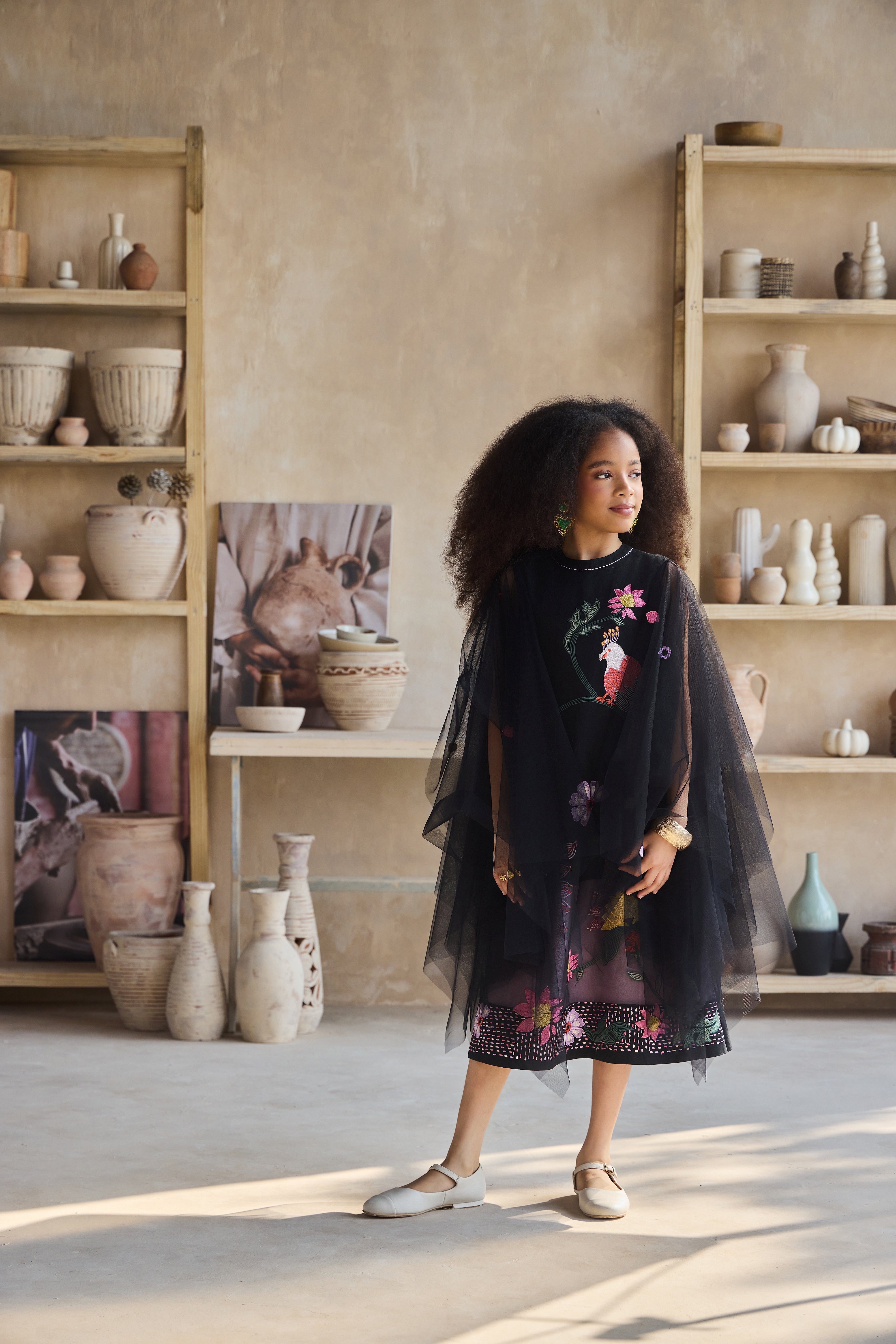 Nuria Black Embroidered Dress