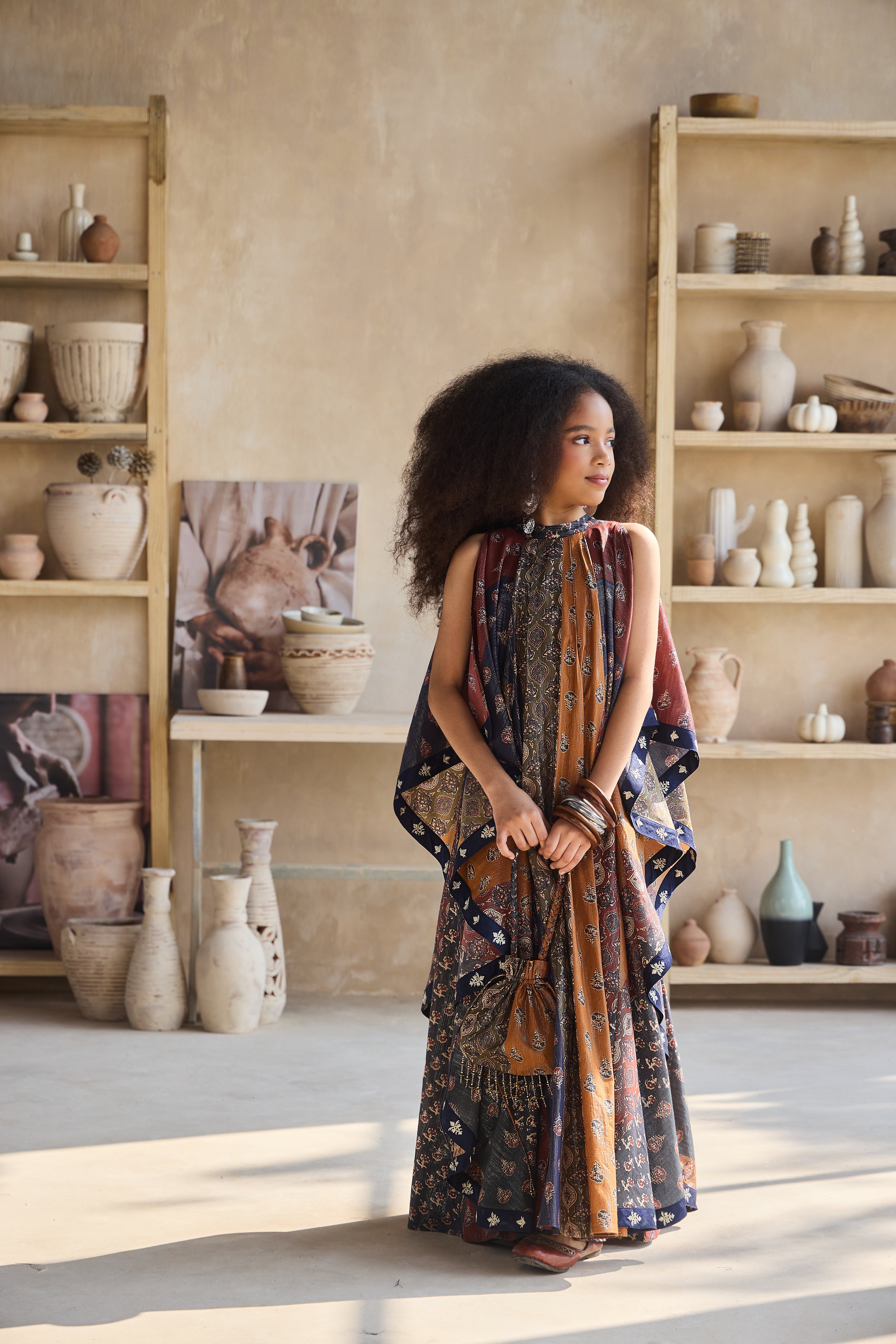 Renisa Printed Dress with Potli