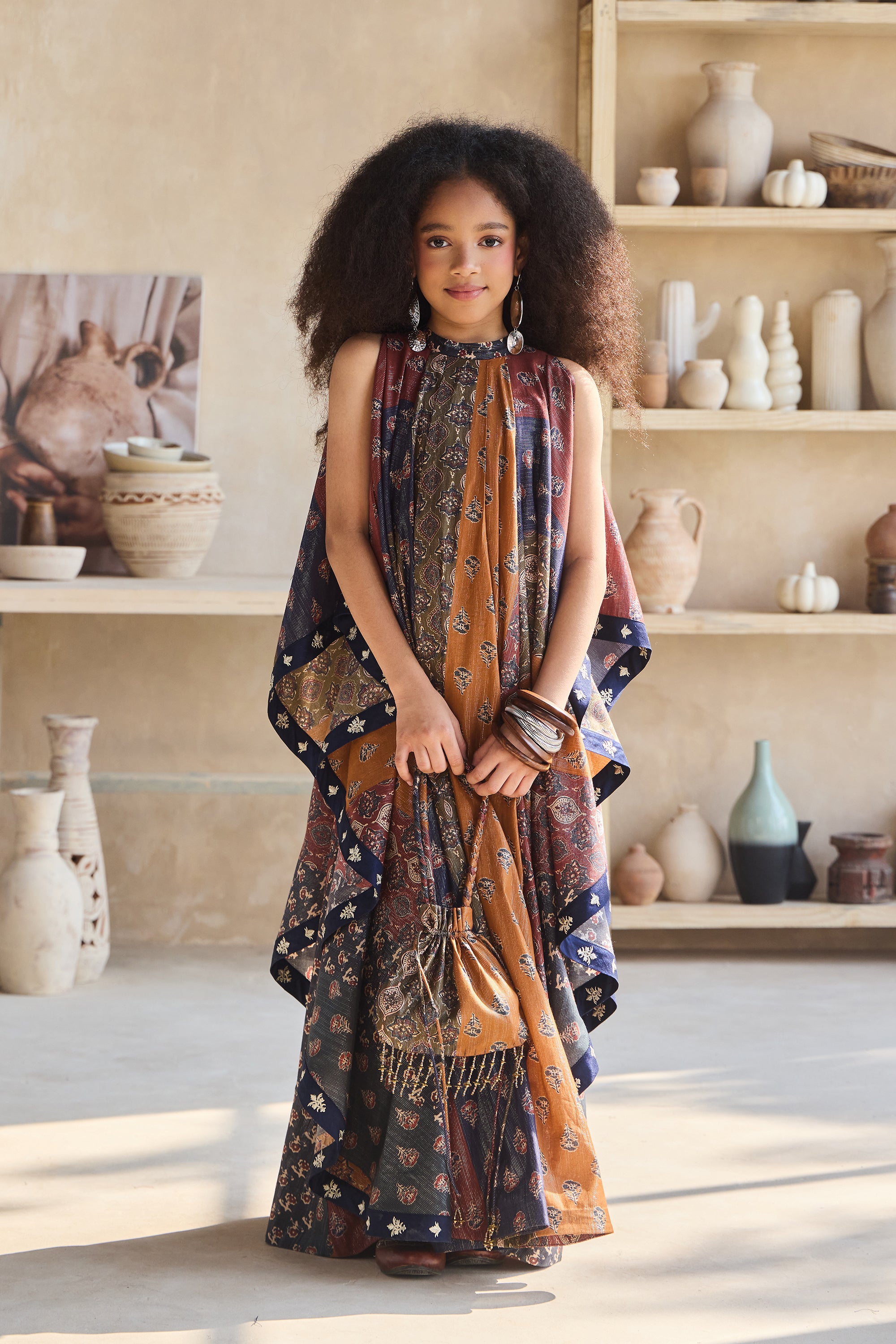 Renisa Printed Dress with Potli