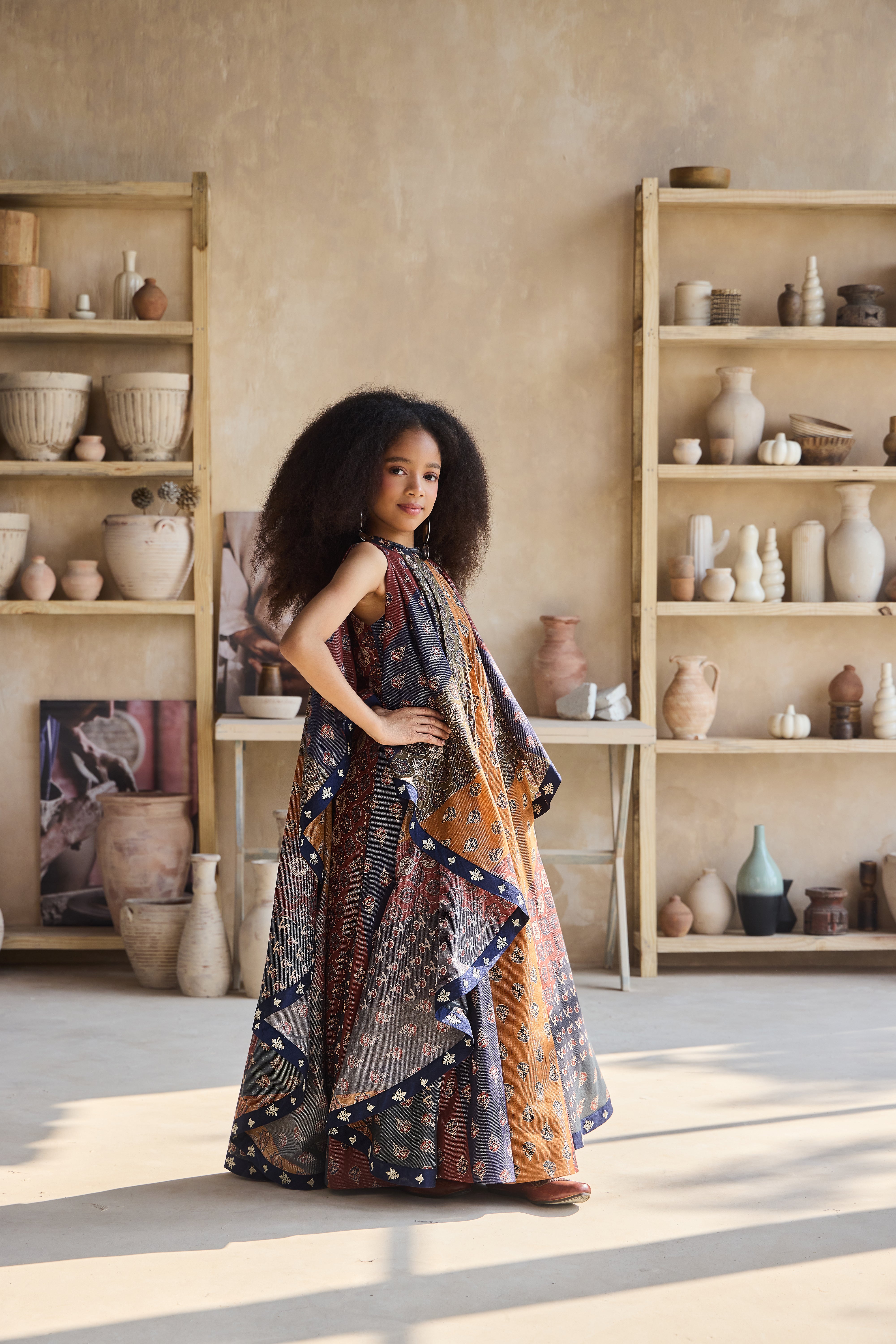 Renisa Printed Dress with Potli