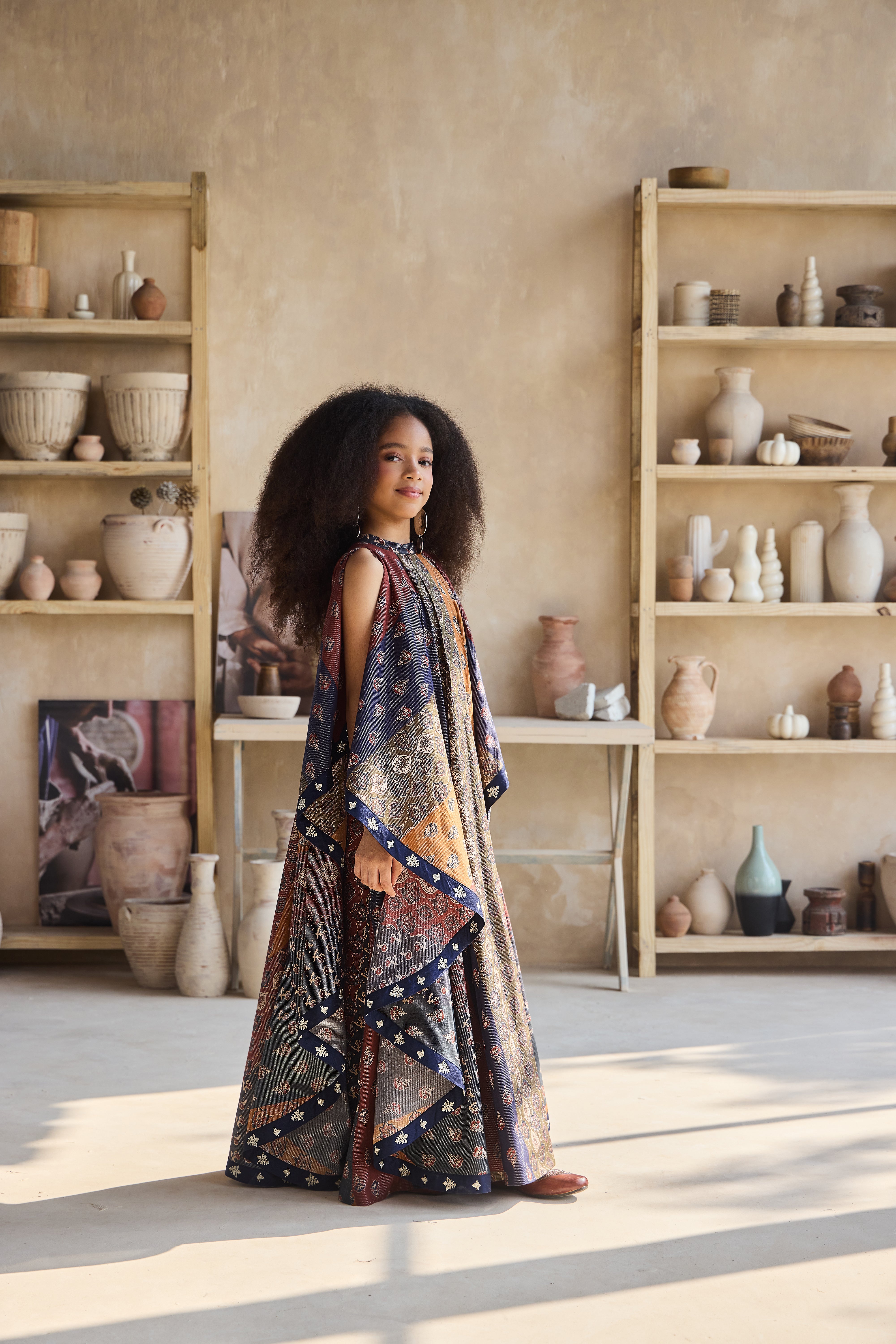 Renisa Printed Dress with Potli