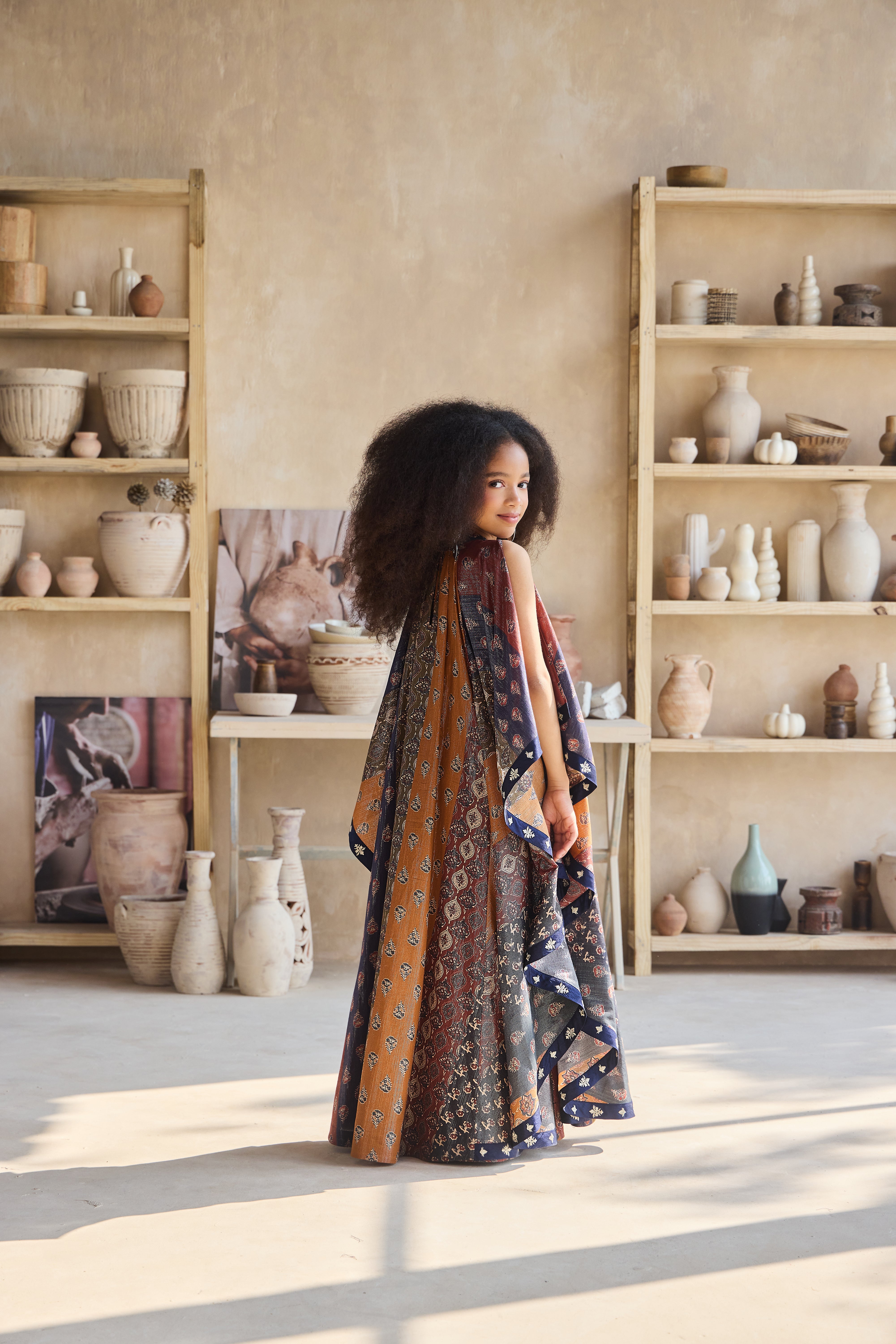 Renisa Printed Dress with Potli