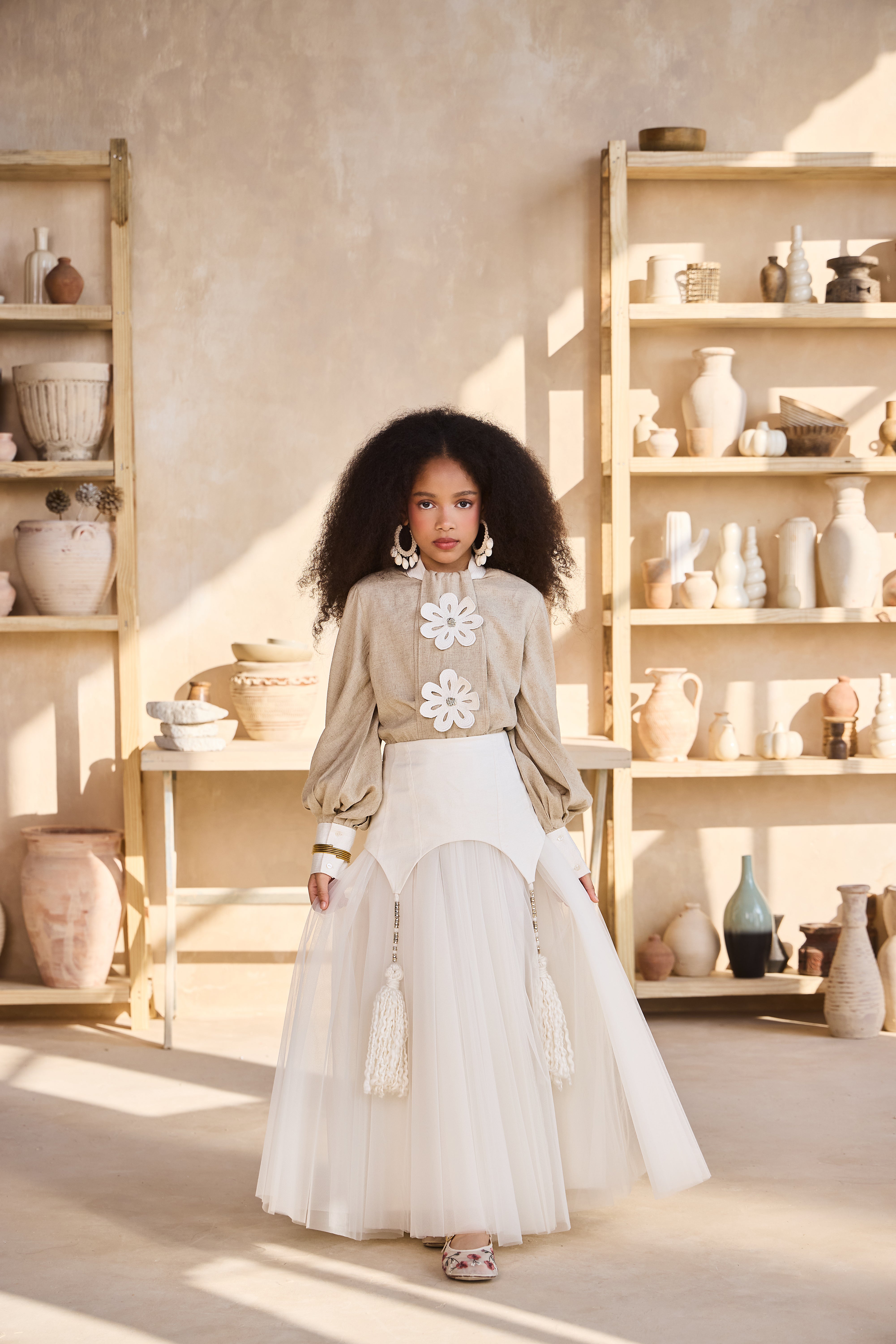 Akira Blouse with Off White Tulle Skirt (Set of 2)