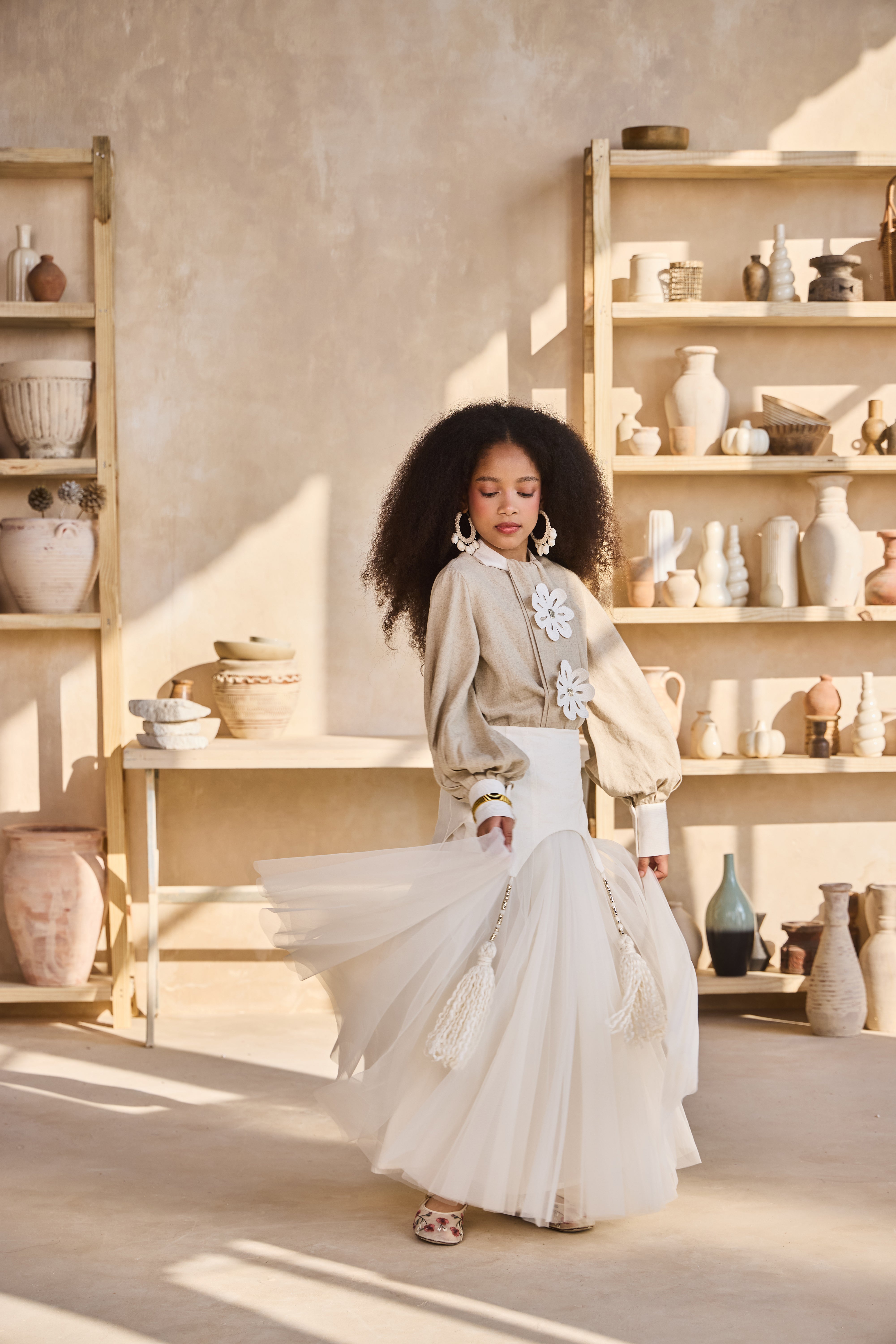 Akira Blouse with Off White Tulle Skirt (Set of 2)