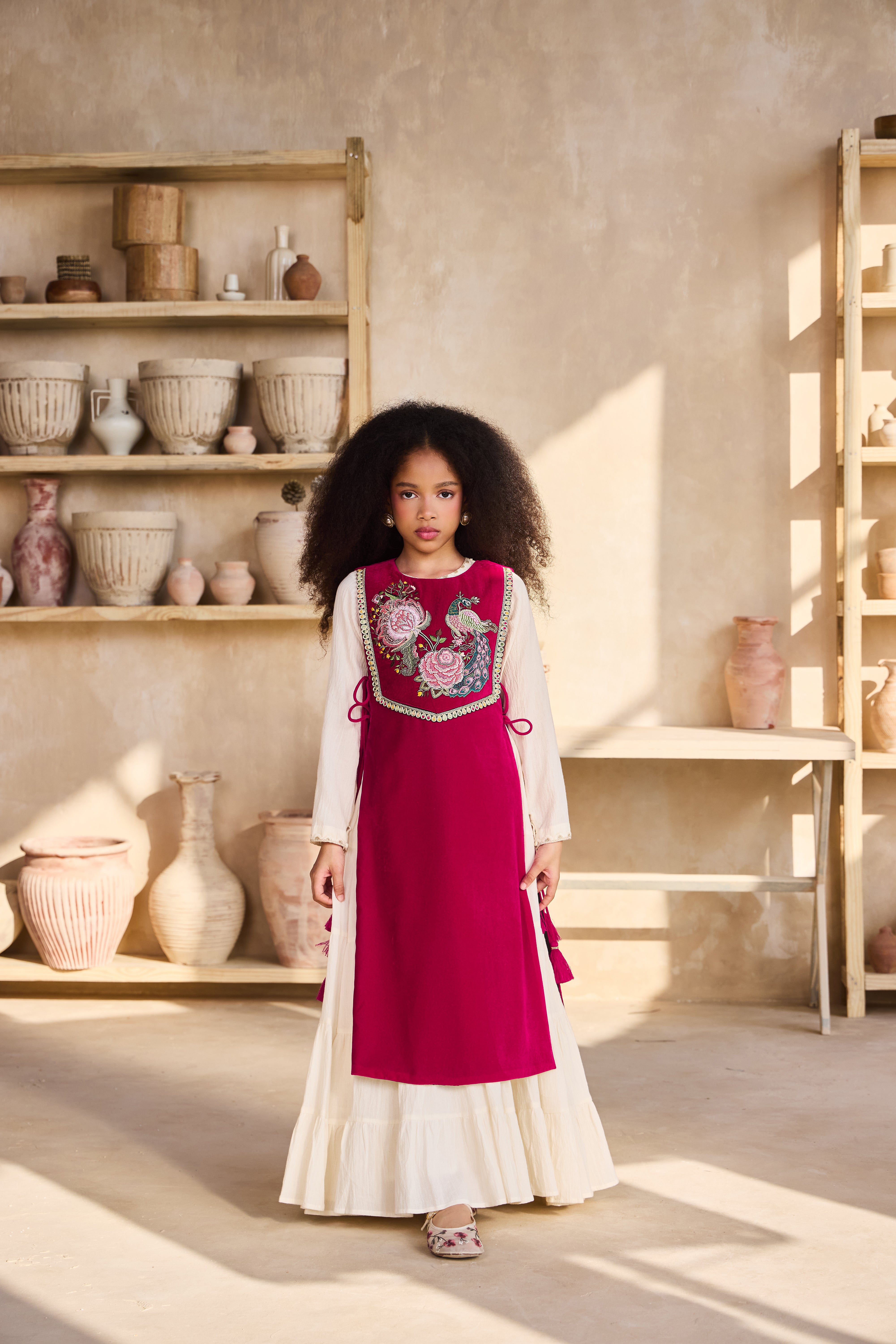 Falak Peacock Cape with Cia Full Sleeves Jalabiya (Set of 2)