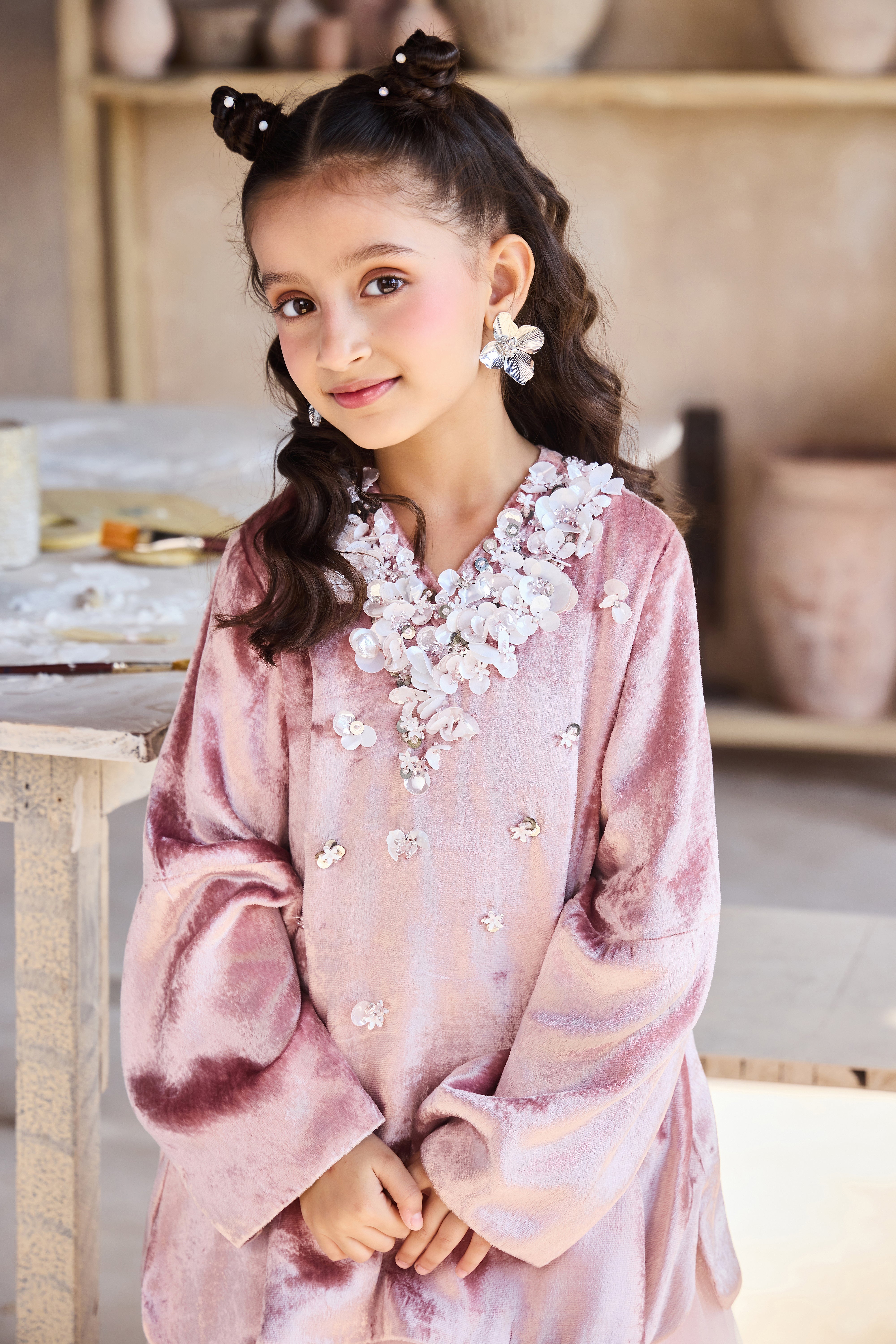 Iyana Dusty Pink Top with Skirt (Set of 2)