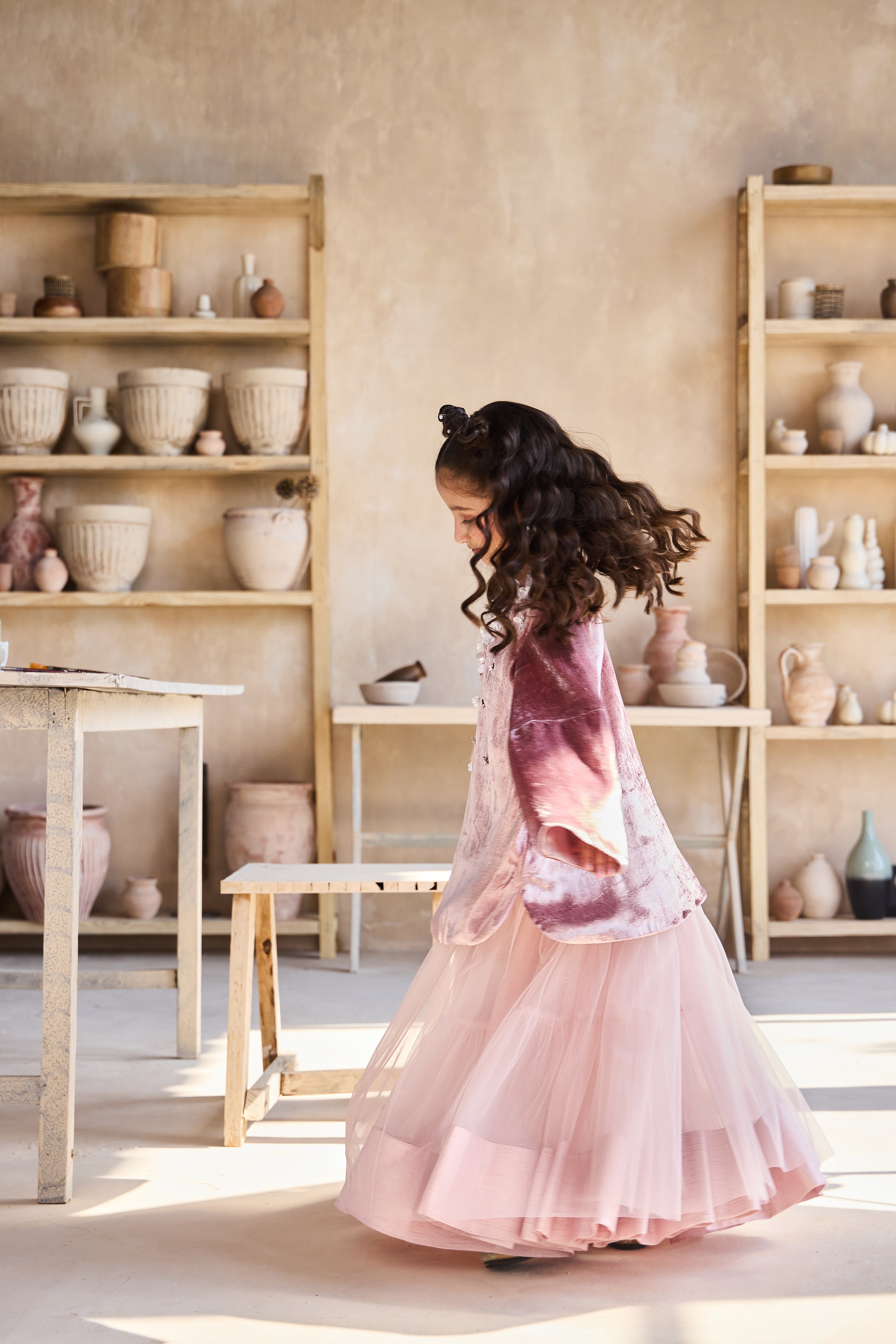 Iyana Dusty Pink Top with Skirt (Set of 2)