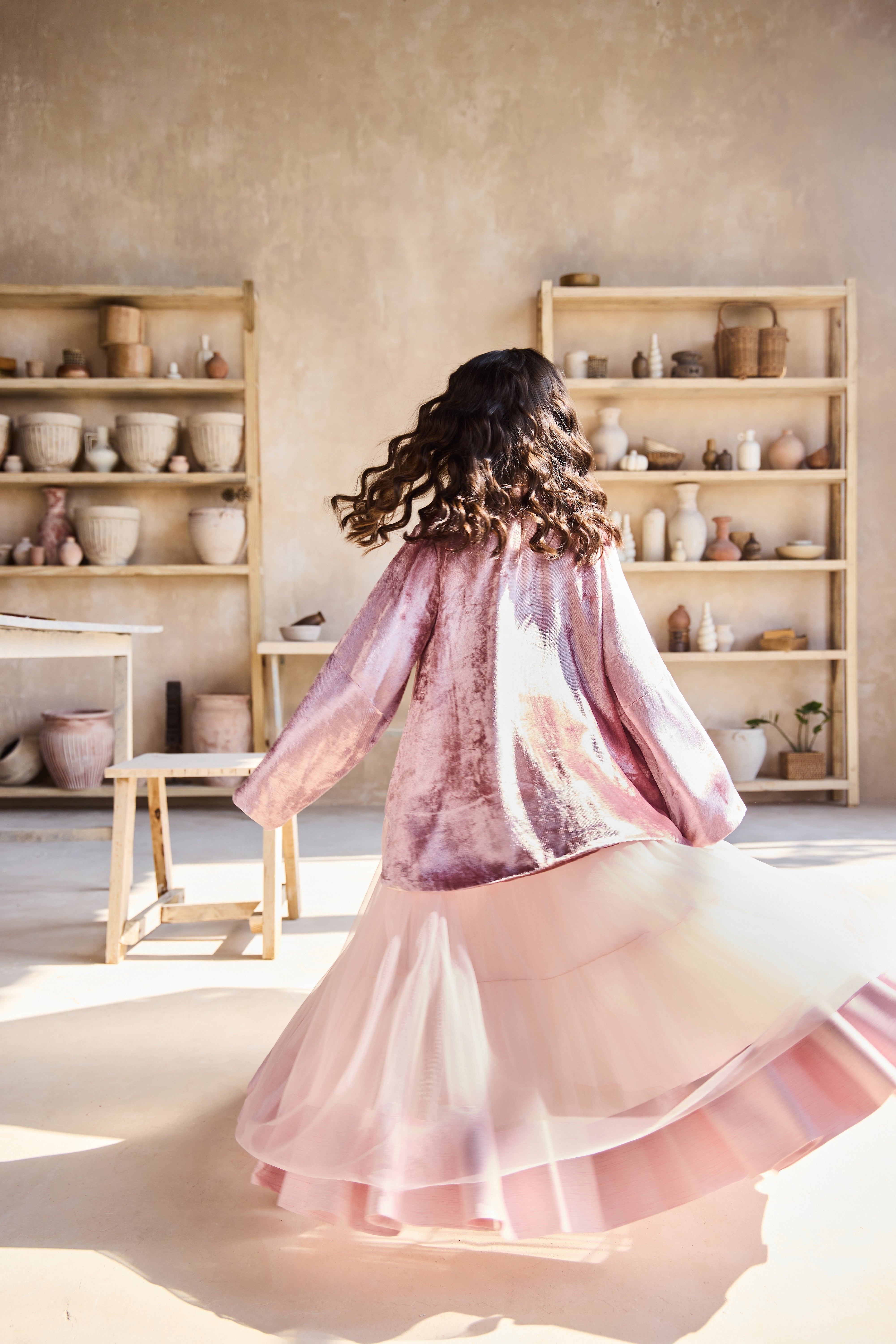 Iyana Dusty Pink Top with Skirt (Set of 2)