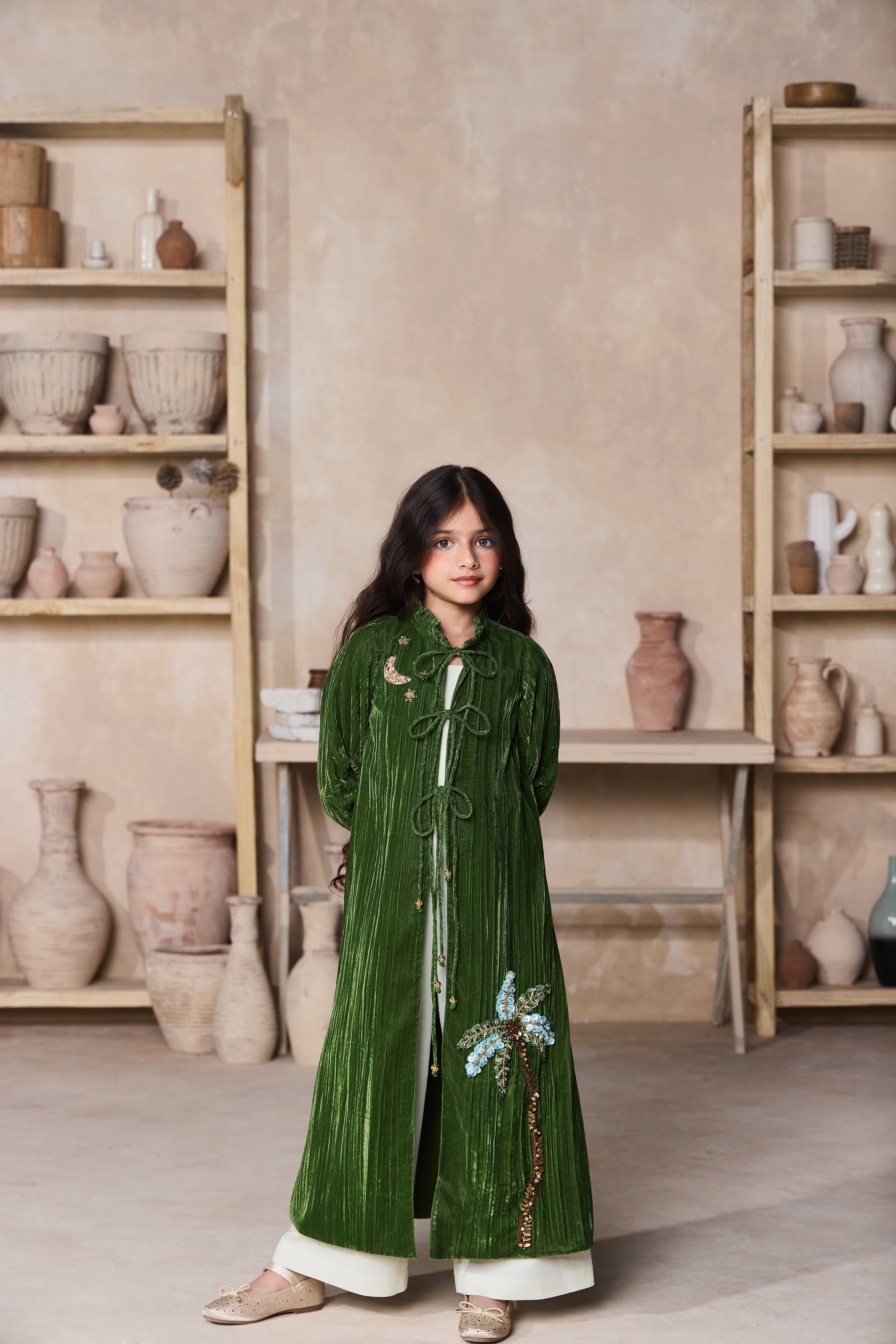 Starlight Palm Jacket with Green Linen Jumpsuit (Set of 2)