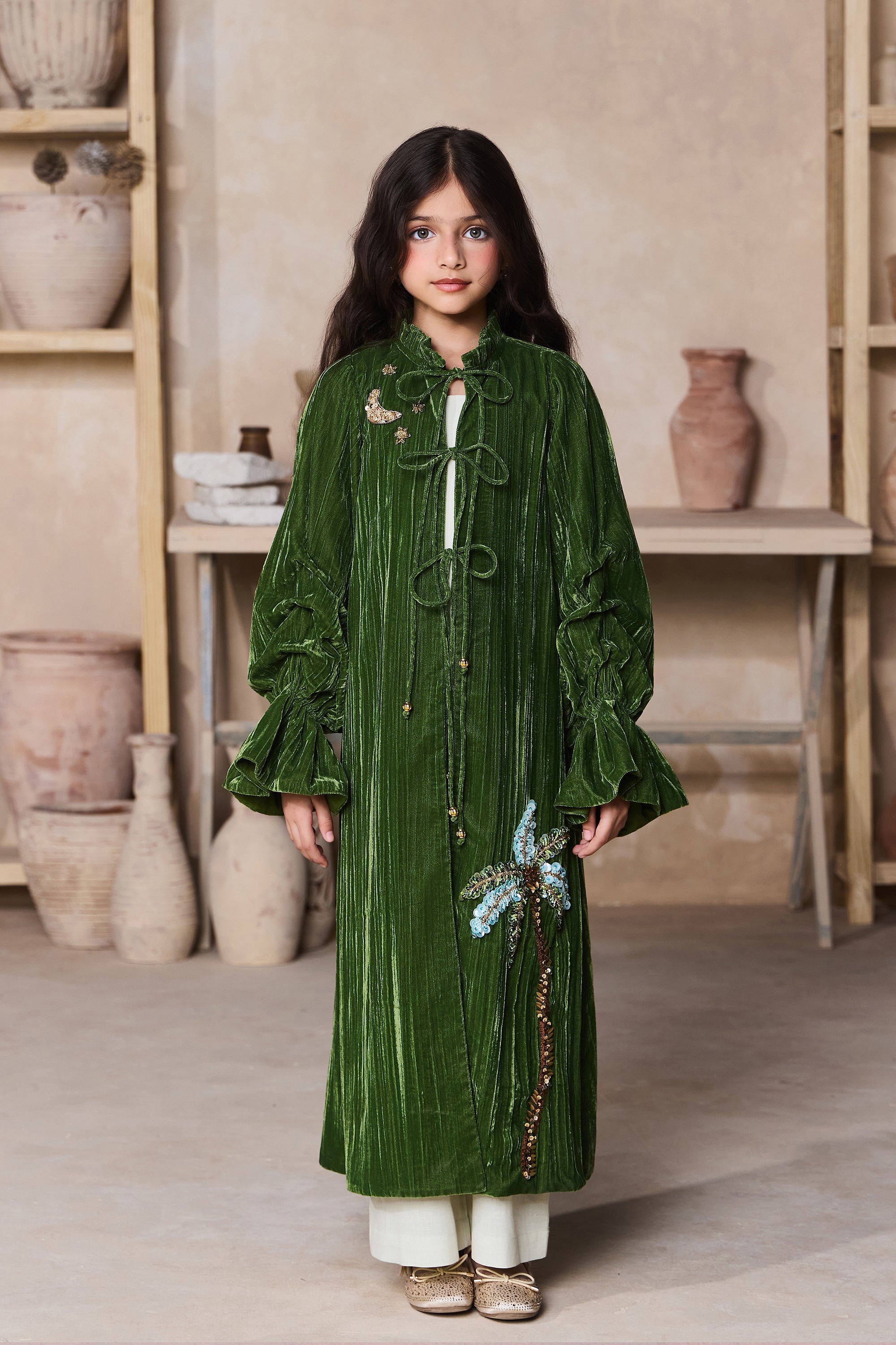 Starlight Palm Jacket with Green Linen Jumpsuit (Set of 2)