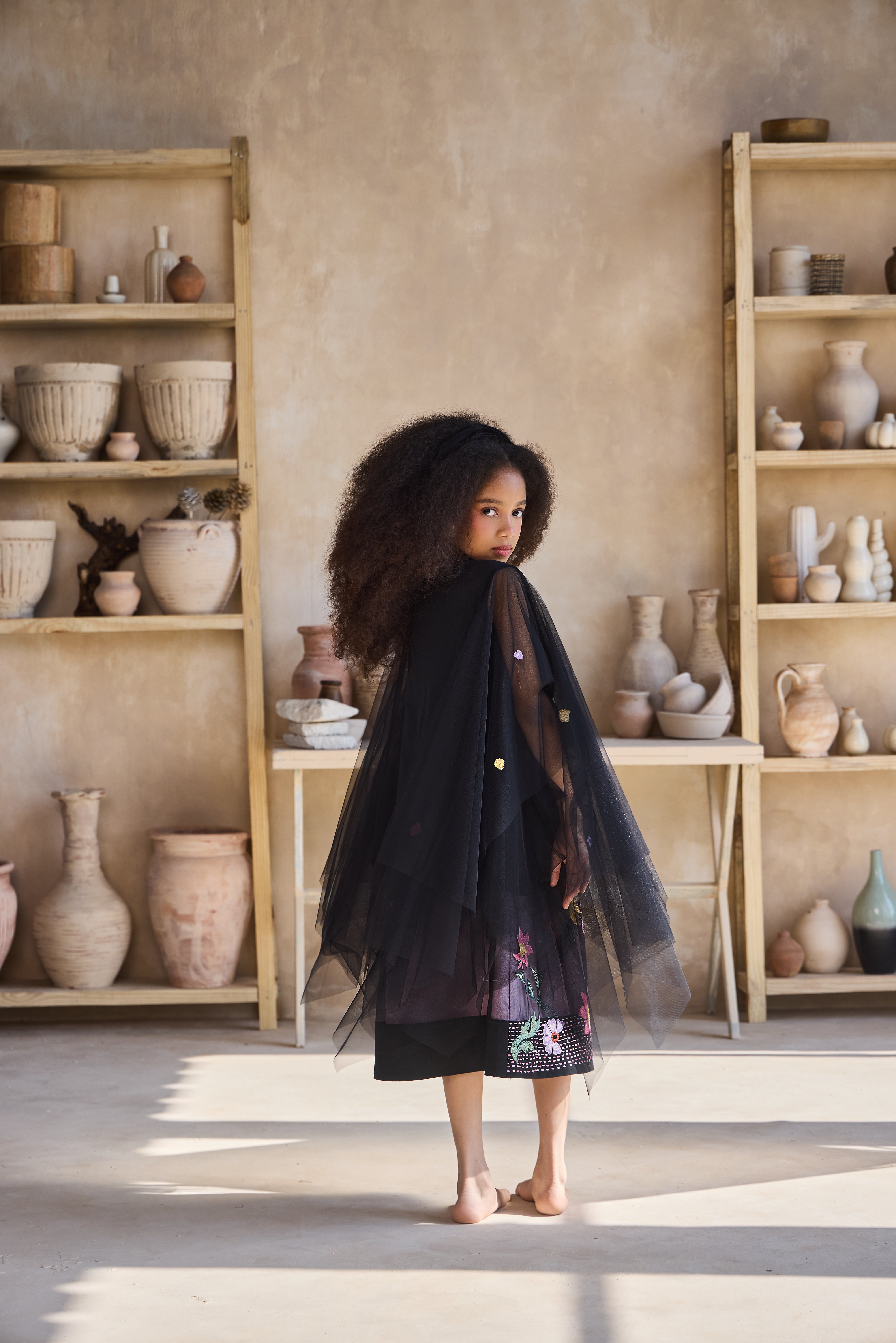 Nuria Black Embroidered Dress