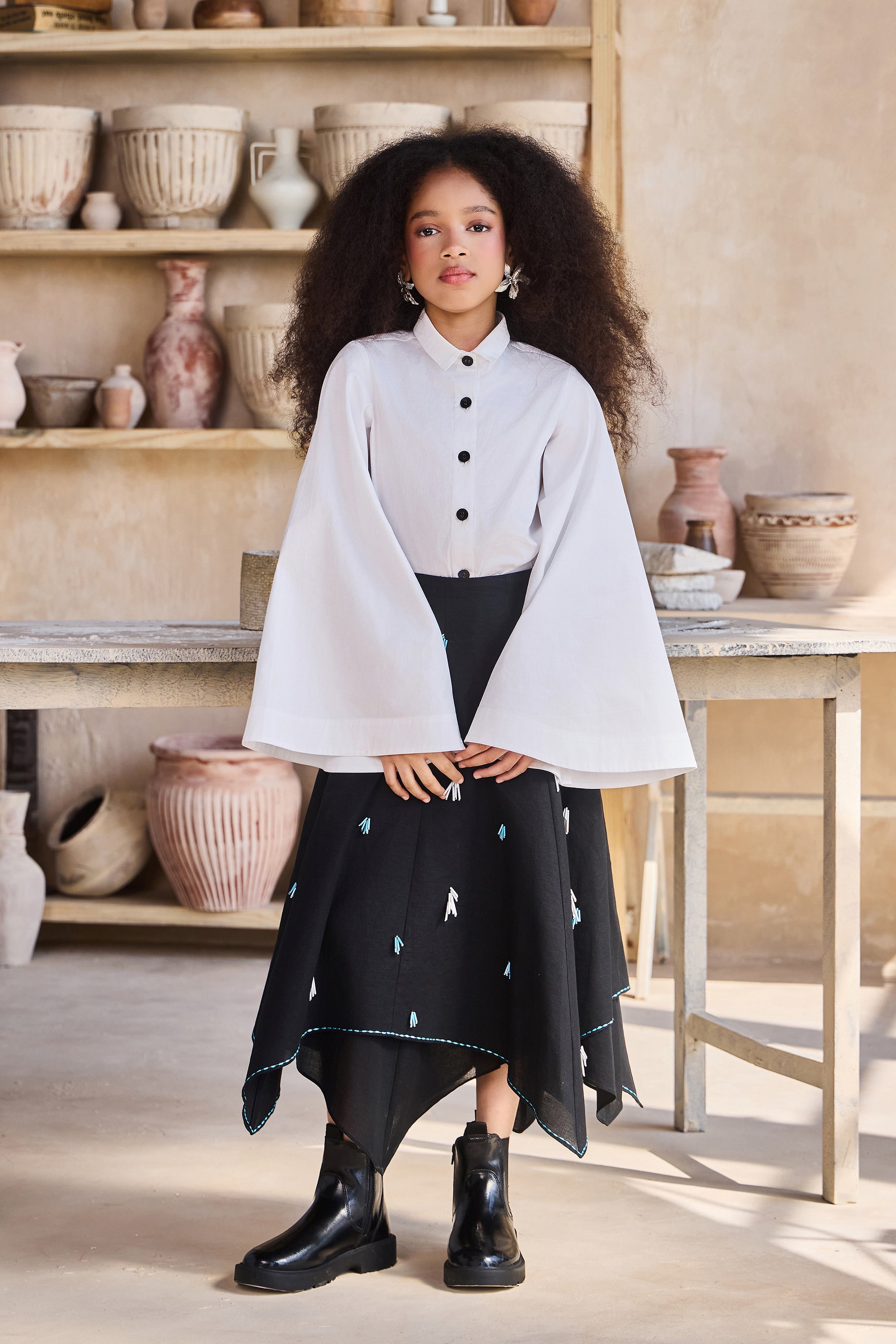 Twila Shirt with Rhylin Black Skirt Set (Set of 2)