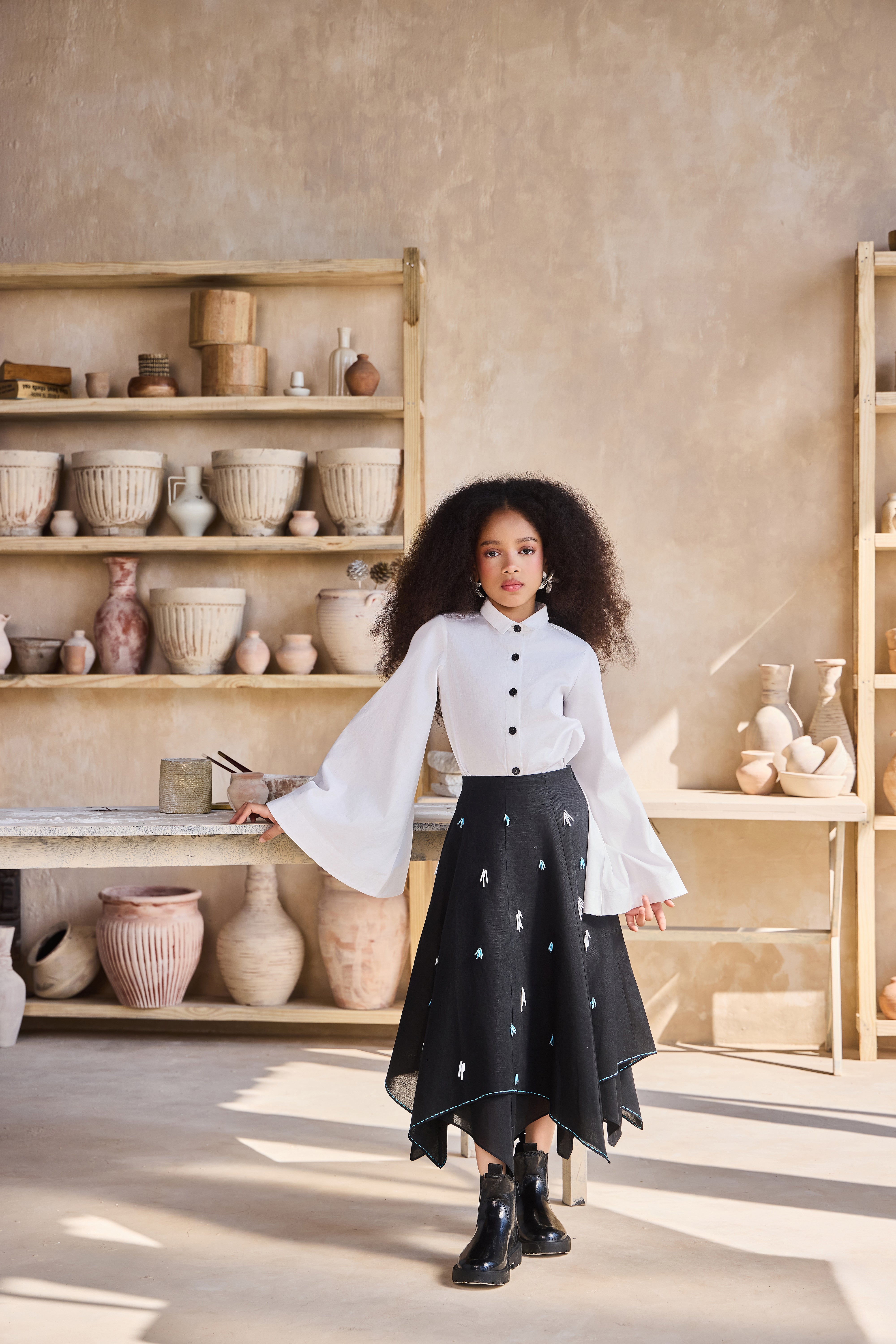 Twila Shirt with Rhylin Black Skirt Set (Set of 2)